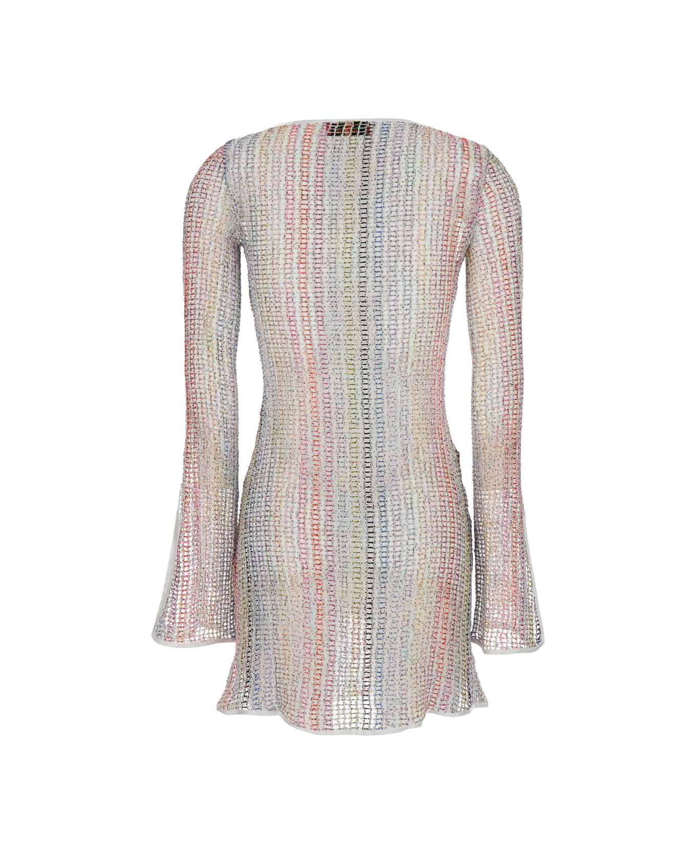 Missoni Multicolor Mini Dress With Cut-out On The Front And Flared Sleeves In Viscose Blend Woman - Multicolor