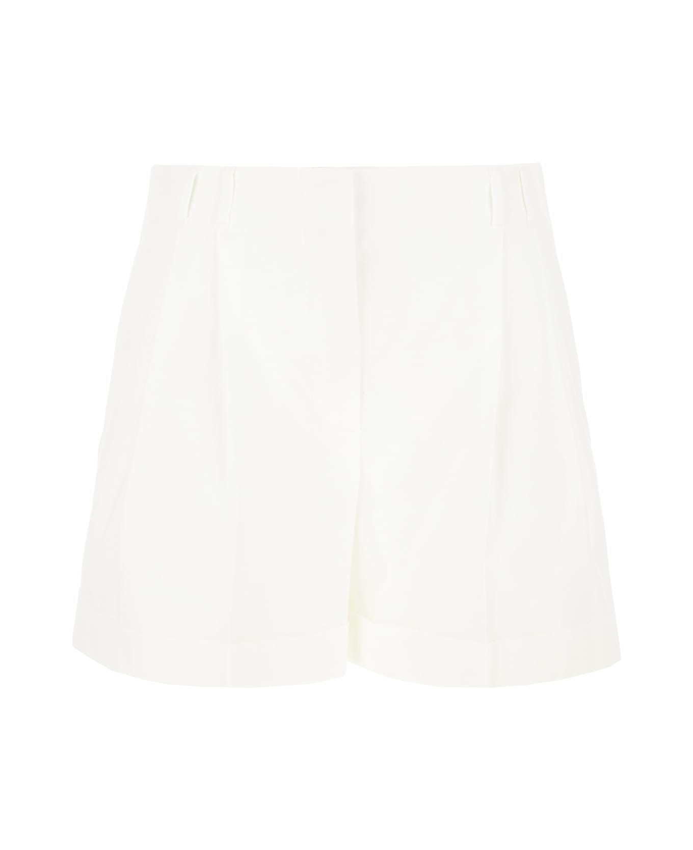 Max Mara Studio White Stretch Cotton Shorts - Bianco
