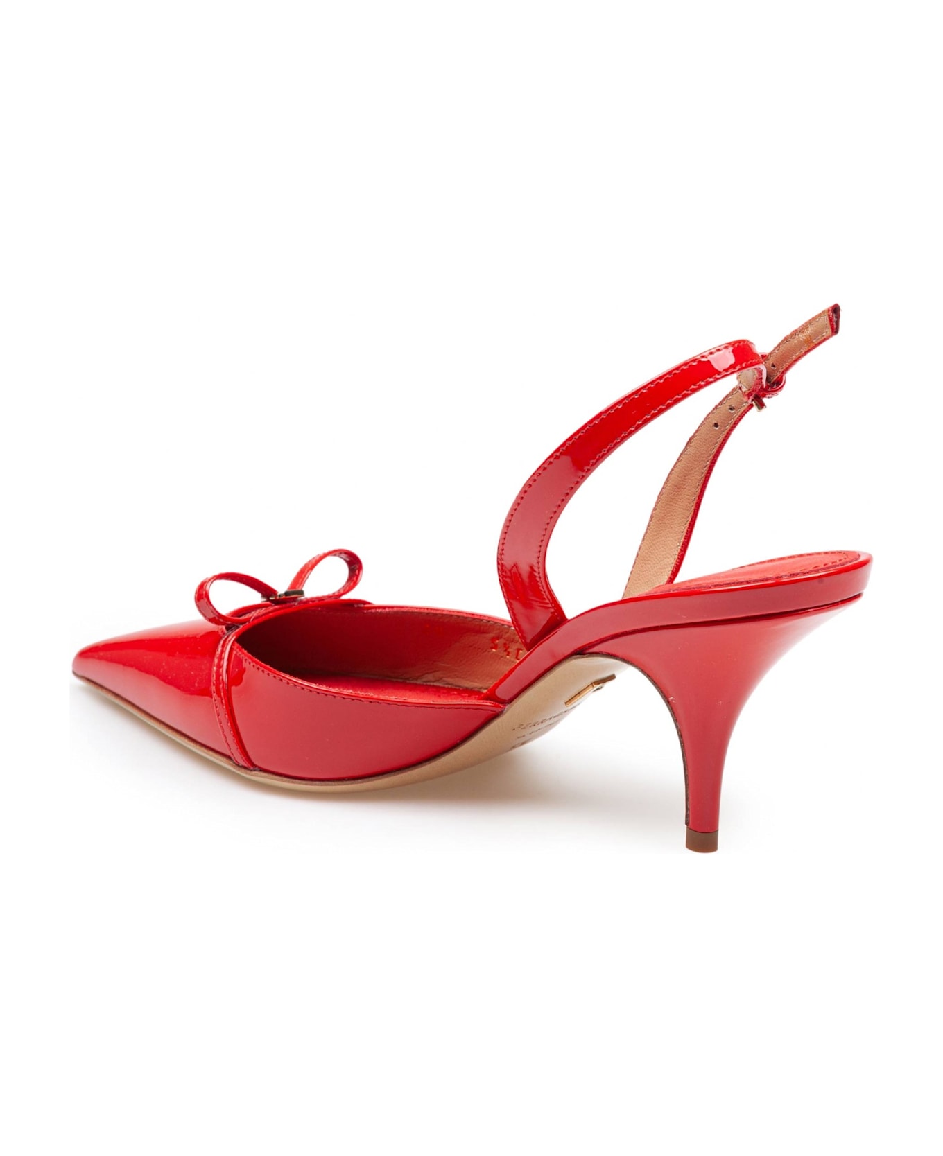 Ferragamo Slingback Gilla 70 In Patent Leather Color Red - Flame Red 