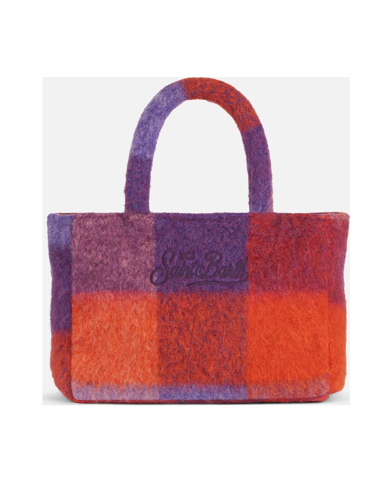 MC2 Saint Barth Soft Wooly Clarine Handbag With Check Pattern - PINK