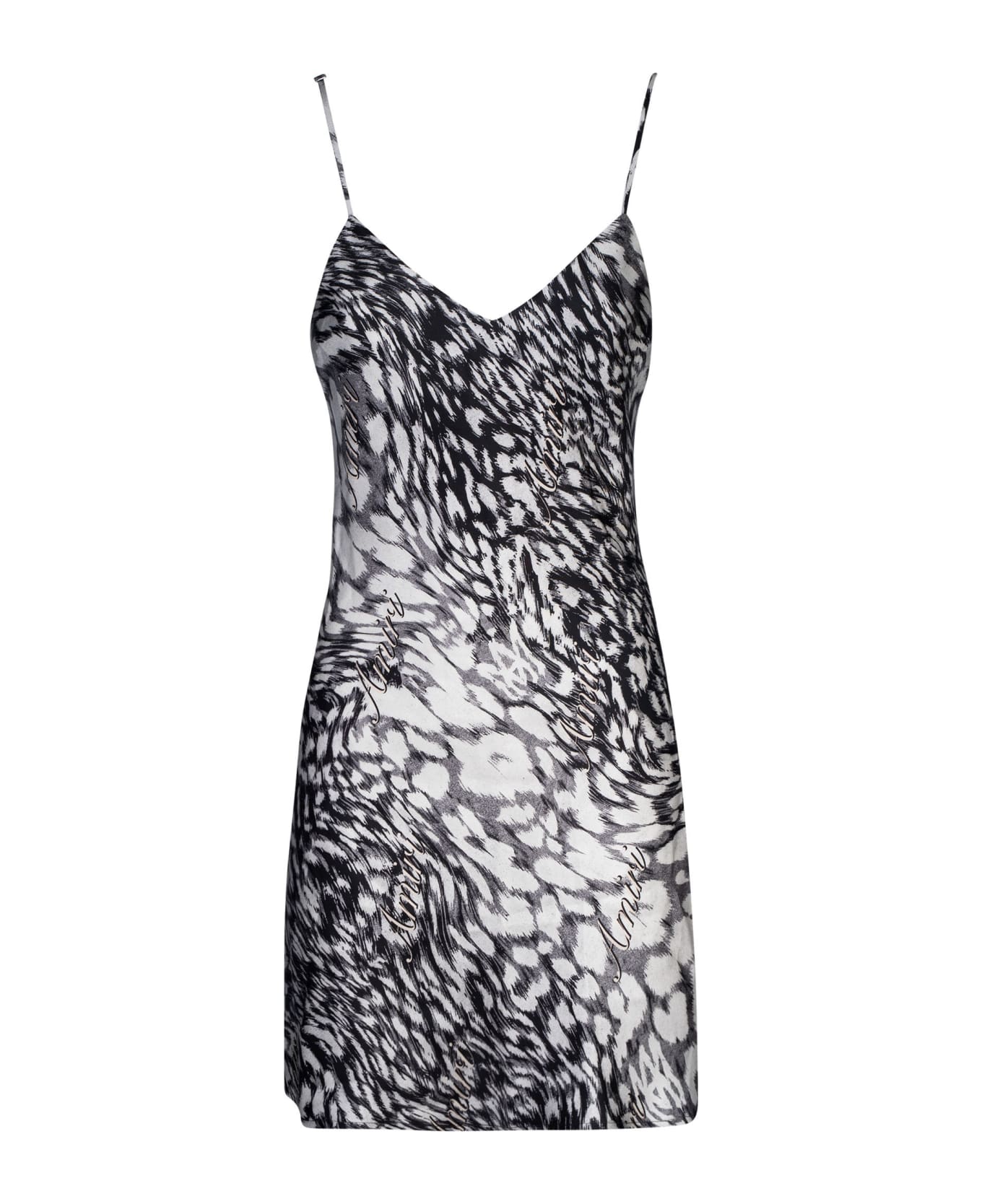 AMIRI Leopard Mini Slip Dress - Grey