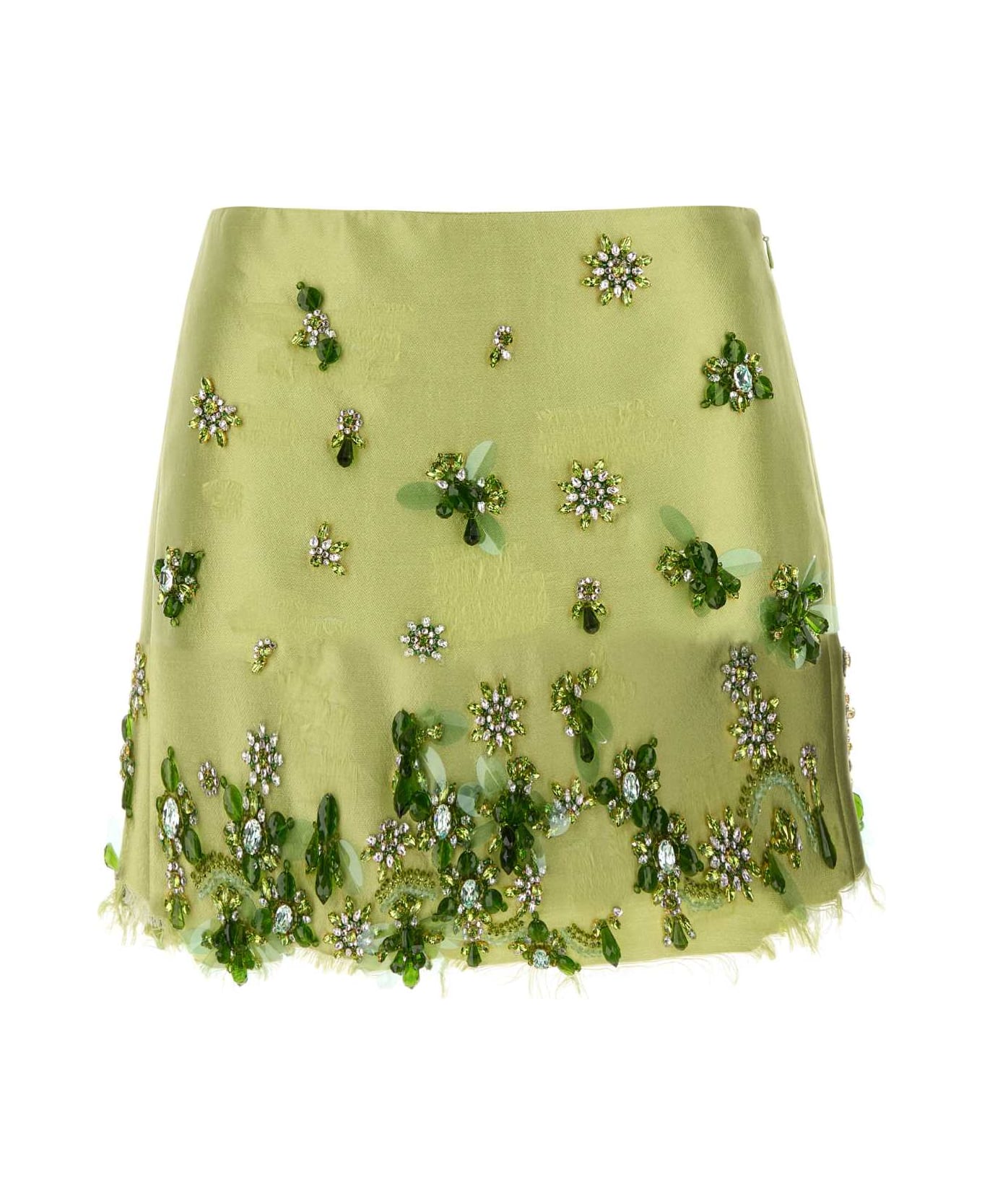 Prada Light Green Silk Blend Mini Skirt - FELCE