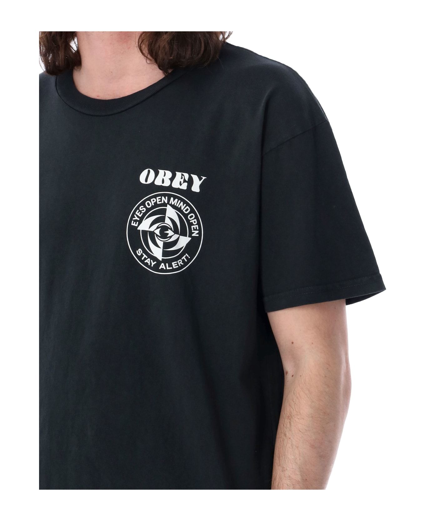 Obey Saty Alert Pigment T-shirt - PIGMENT VINTAGE BLACK シャツ