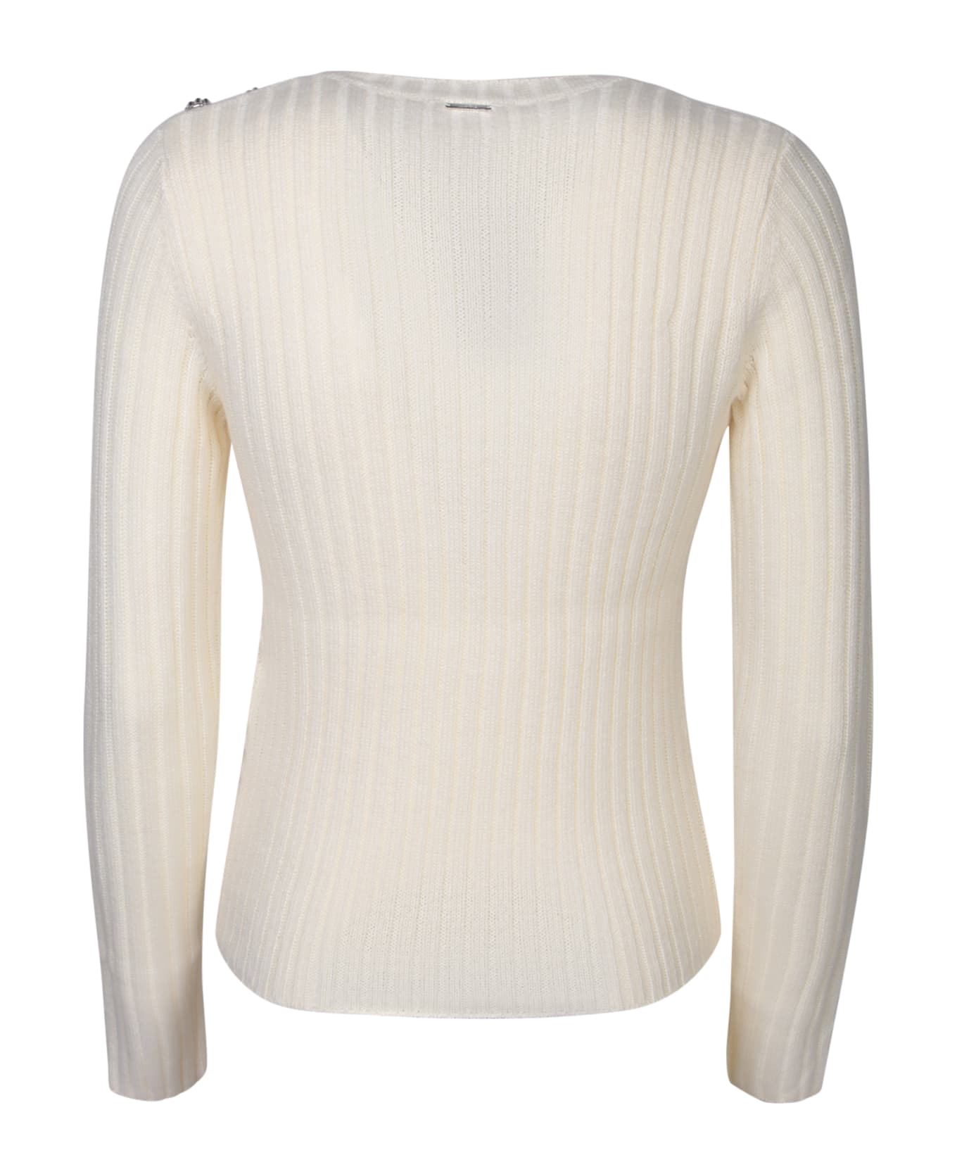 Liu-Jo Jewelled Buttons On The Shoulder White Pullover By Liu Jo - White