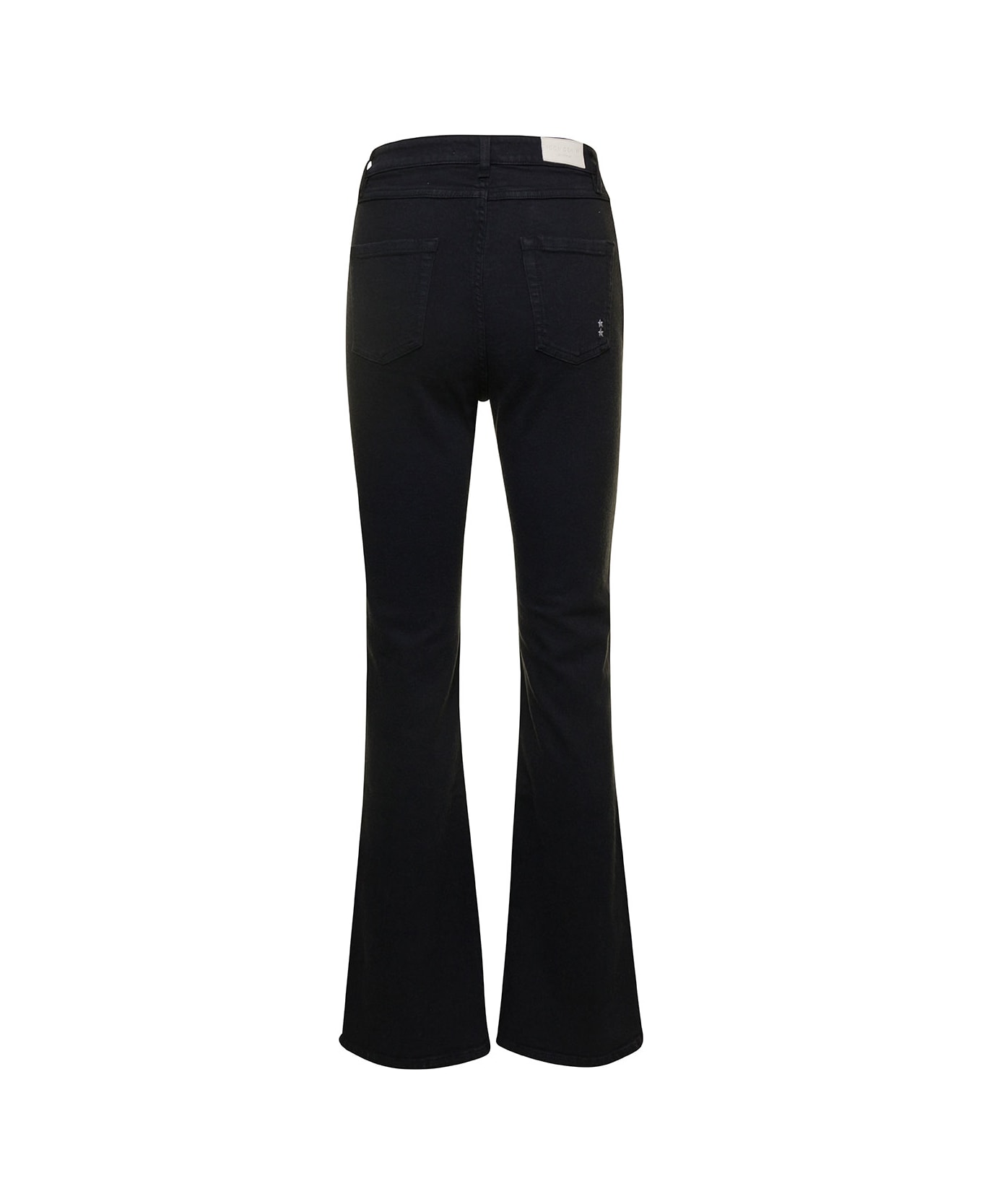 Icon Denim 'natie' Black Flared Jeans With Embroidered Detail In Cotton Blend Denim Woman - Black