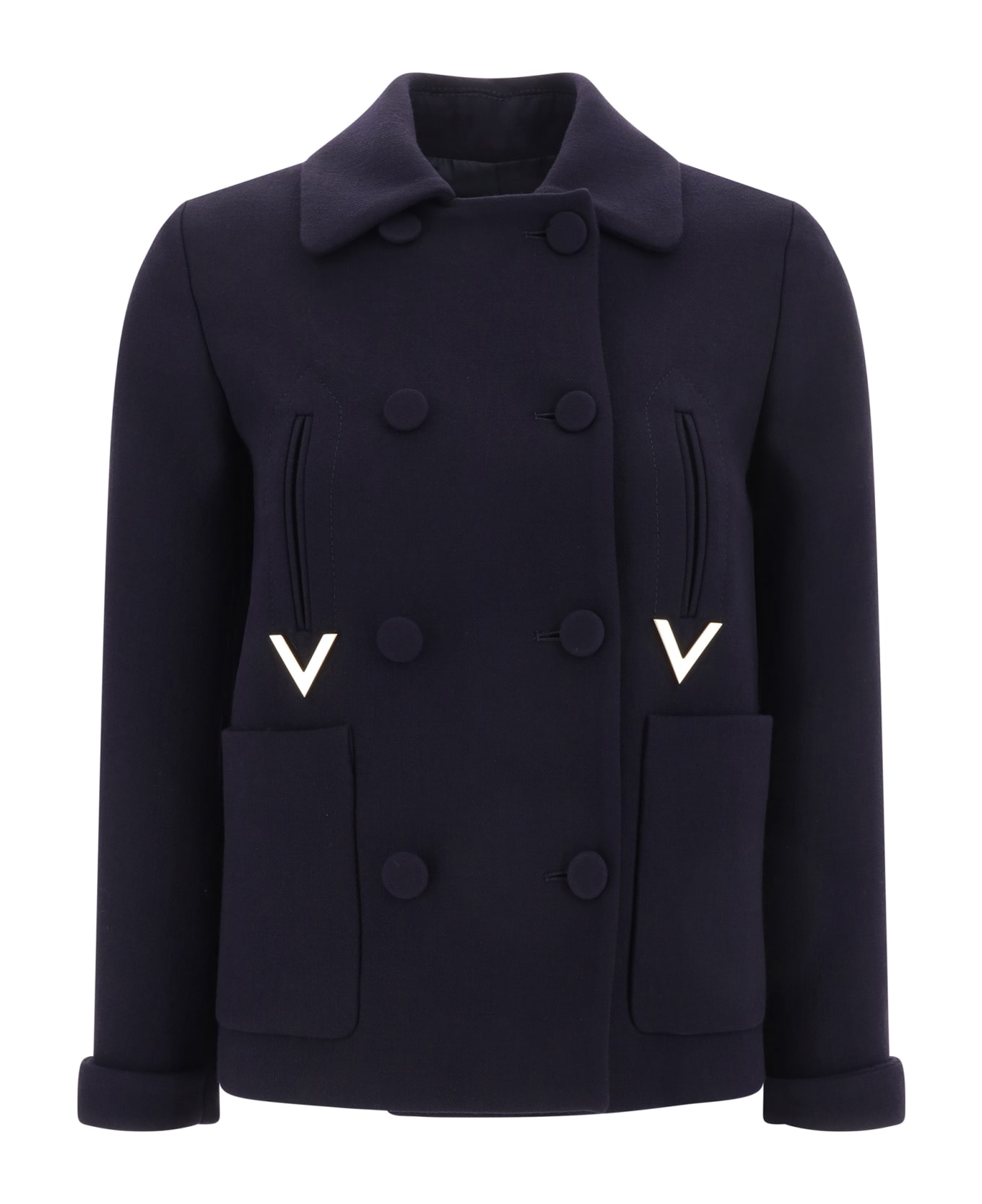 Valentino Metal V Coat - Navy