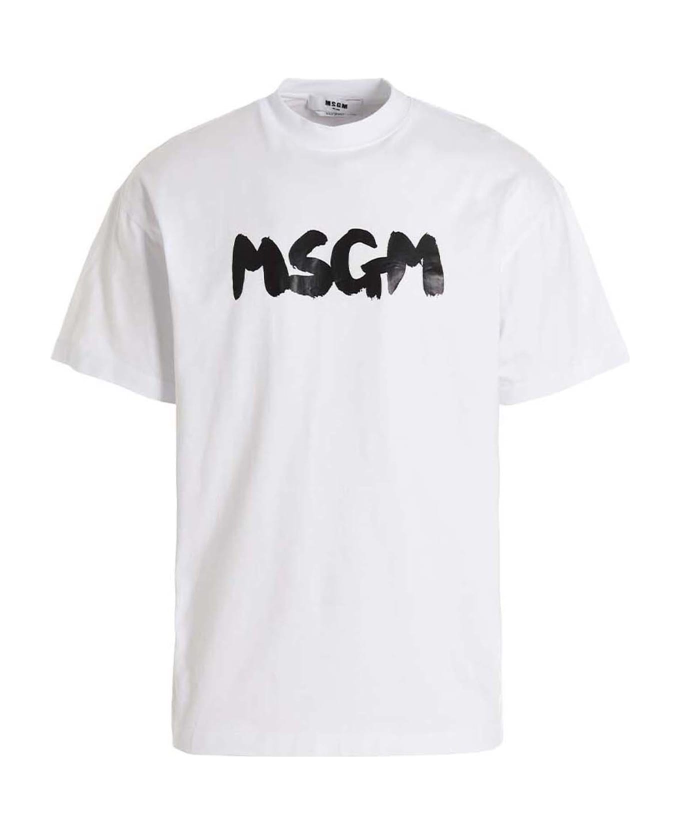 MSGM Logo Print T-shirt - Bianco シャツ