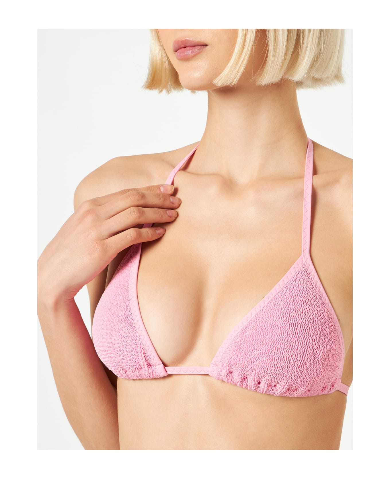 MC2 Saint Barth Woman Pink Crinkle Triangle Top Swimsuit - PINK