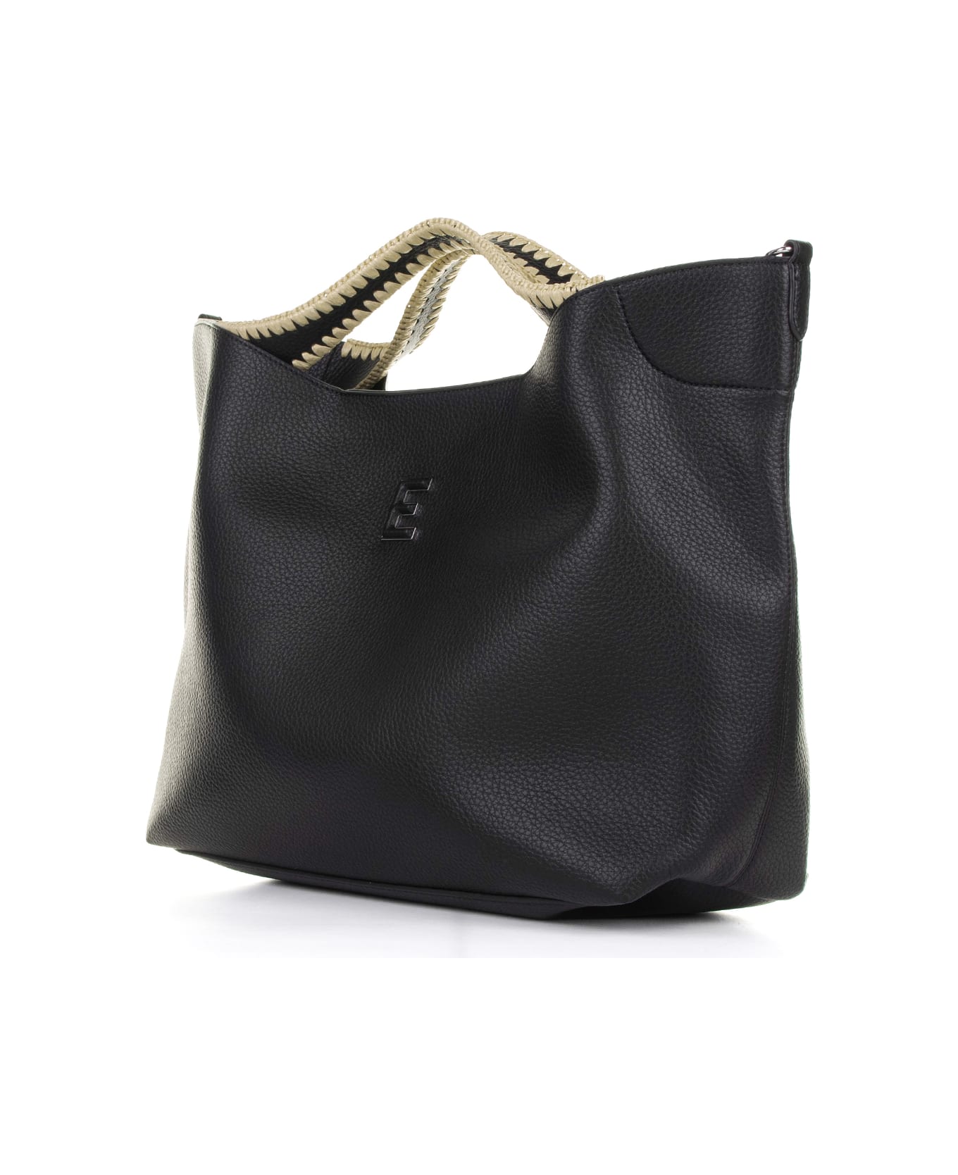 Ermanno Scervino Rachele Large Black Leather Handbag - NERO トートバッグ