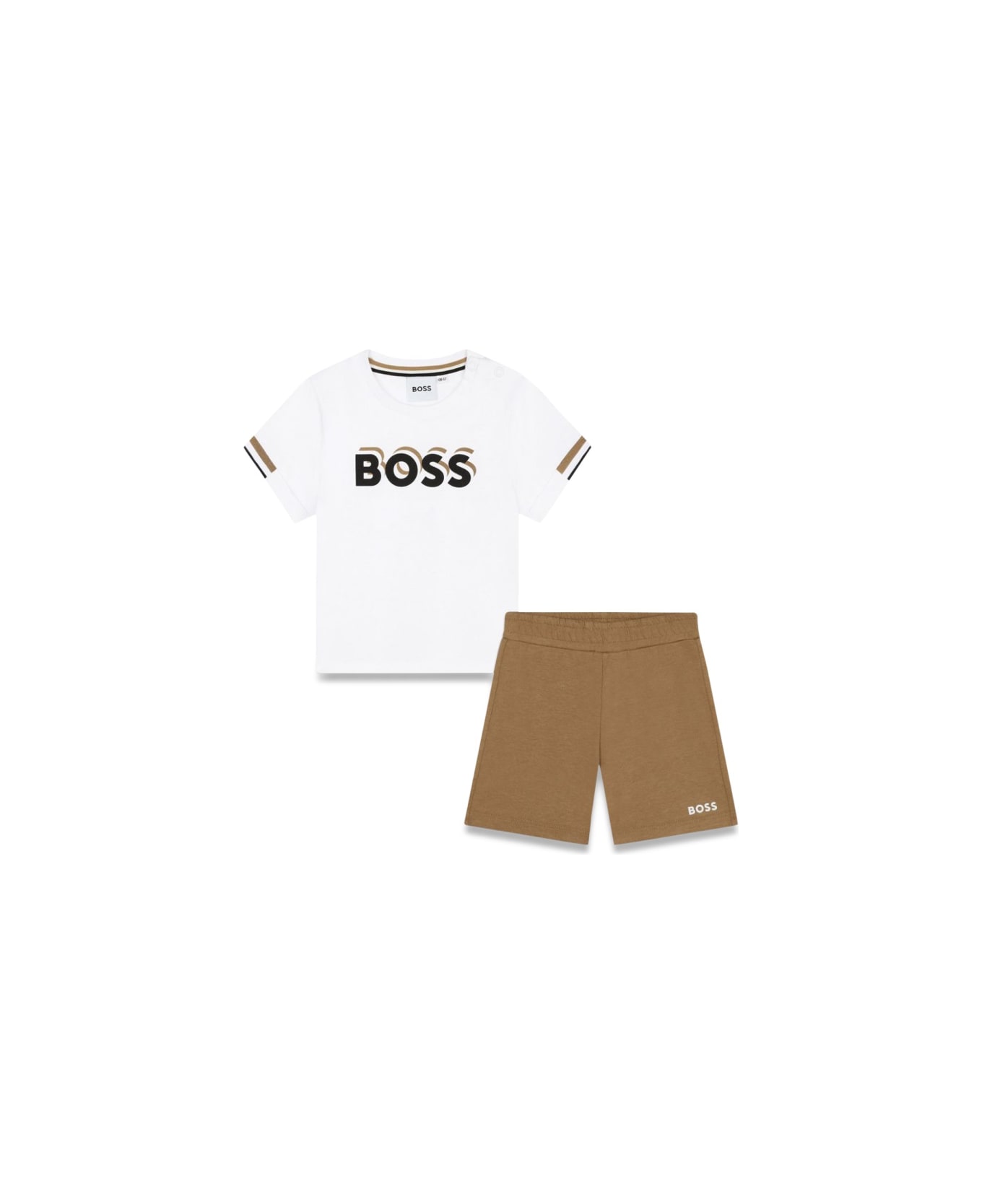 Hugo Boss Tee Shirt+berm Suit - BEIGE