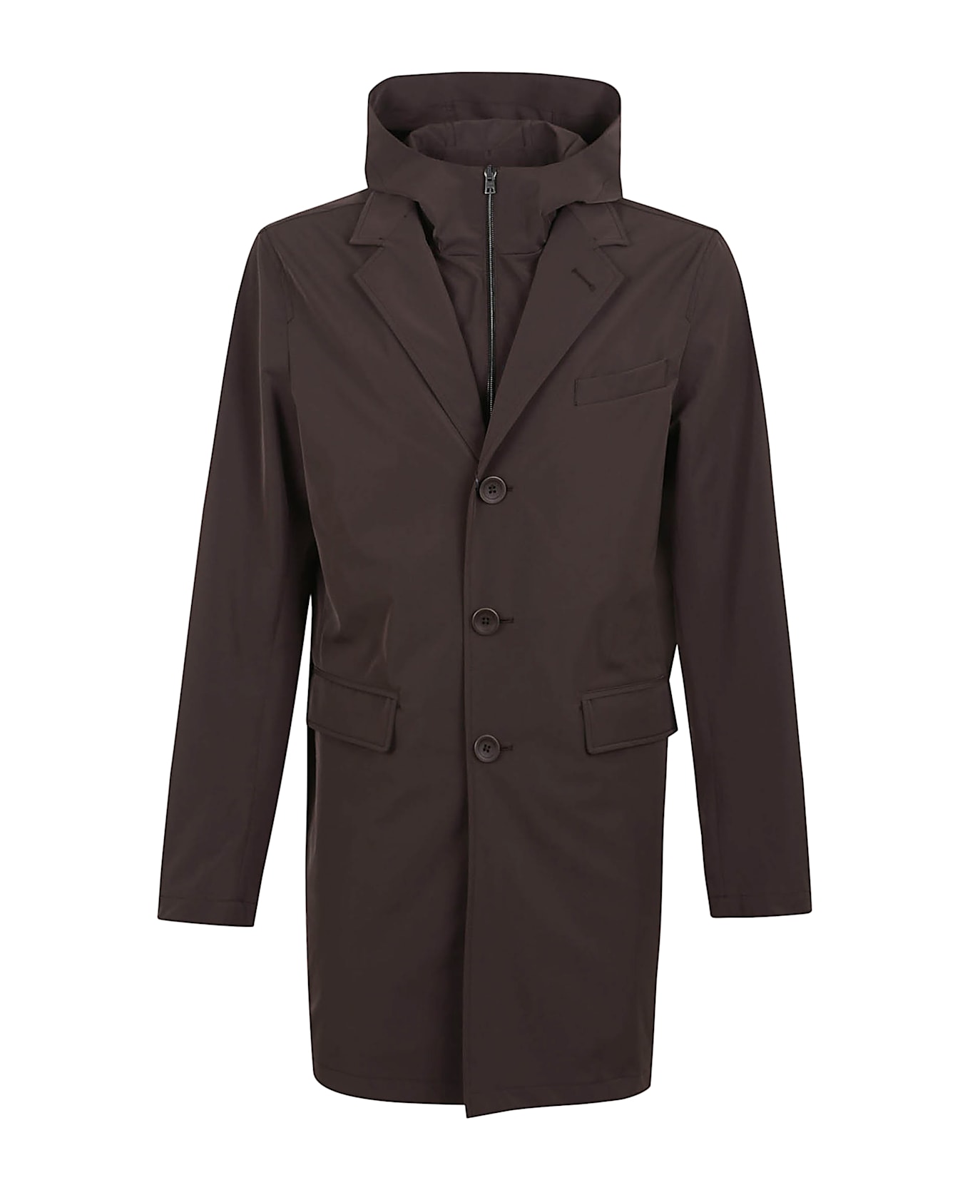 Herno Monopetto Con Pettorina City Life - Marrone Scuro
