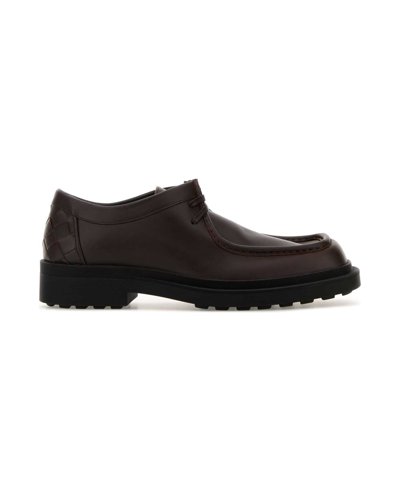 Bottega Veneta Dark Brown Leather Ben Lace-up Shoes - TOFFEE