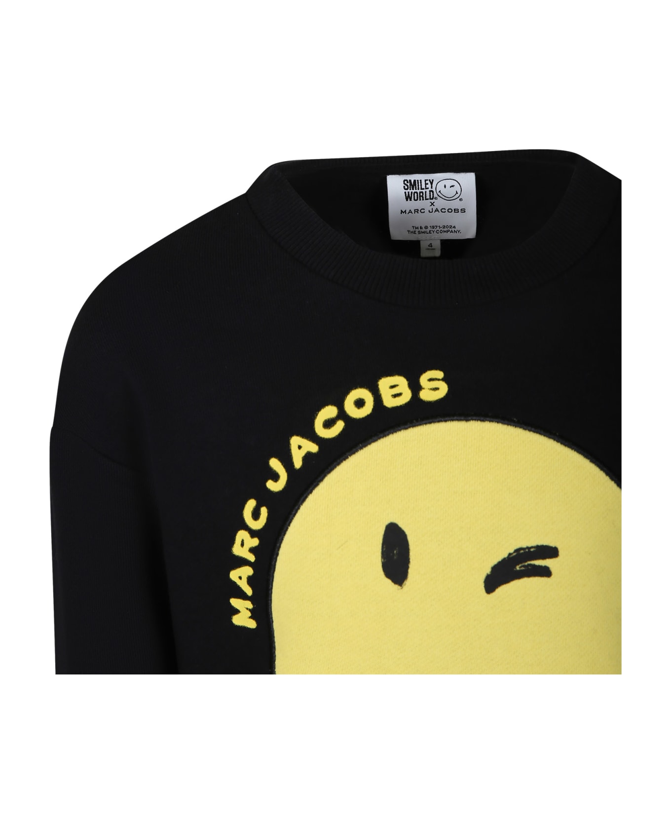 Marc Jacobs Black Sweatshirt For Kids With Smiley And Logo - Black ニットウェア＆スウェットシャツ