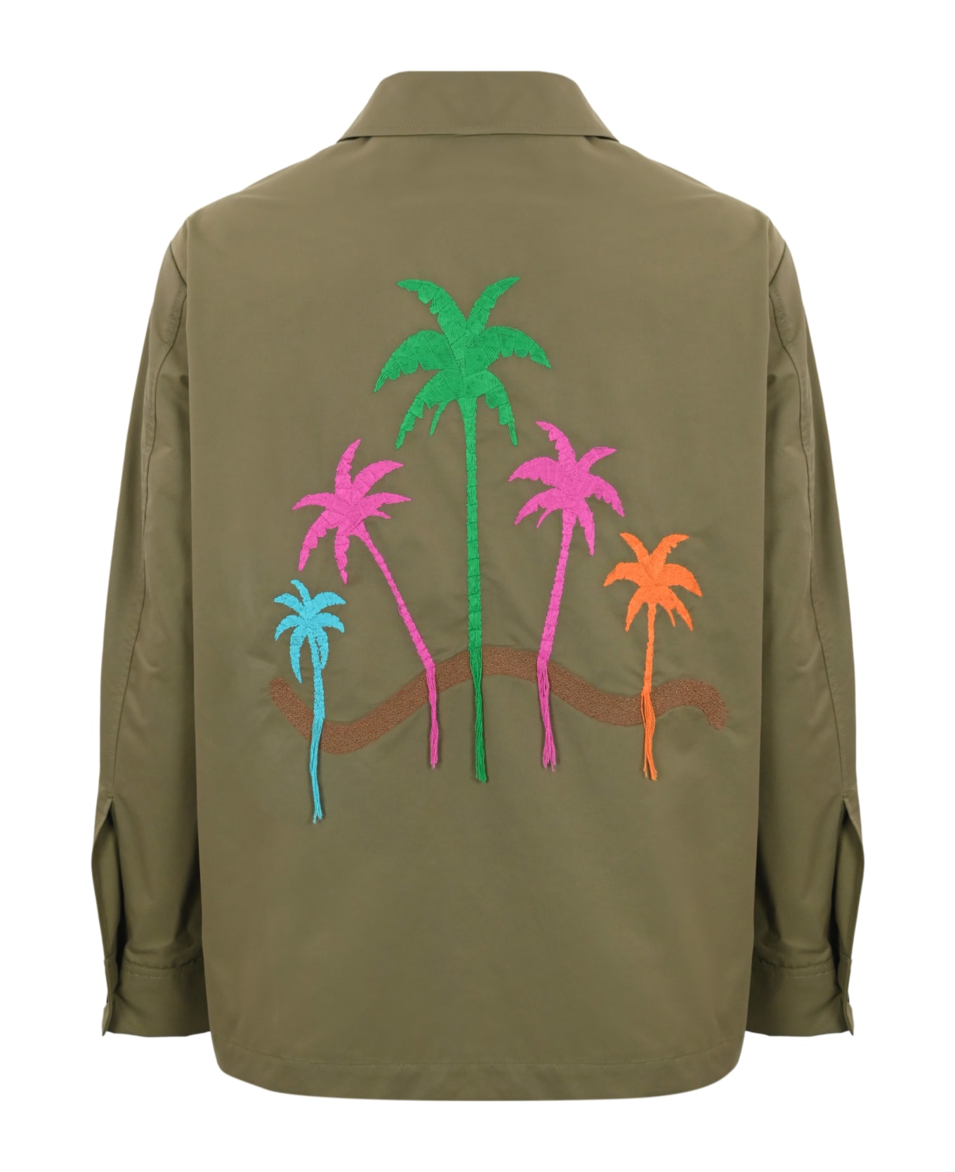 Amaranto Shirt Jacket With Embroidery - Kaki シャツ