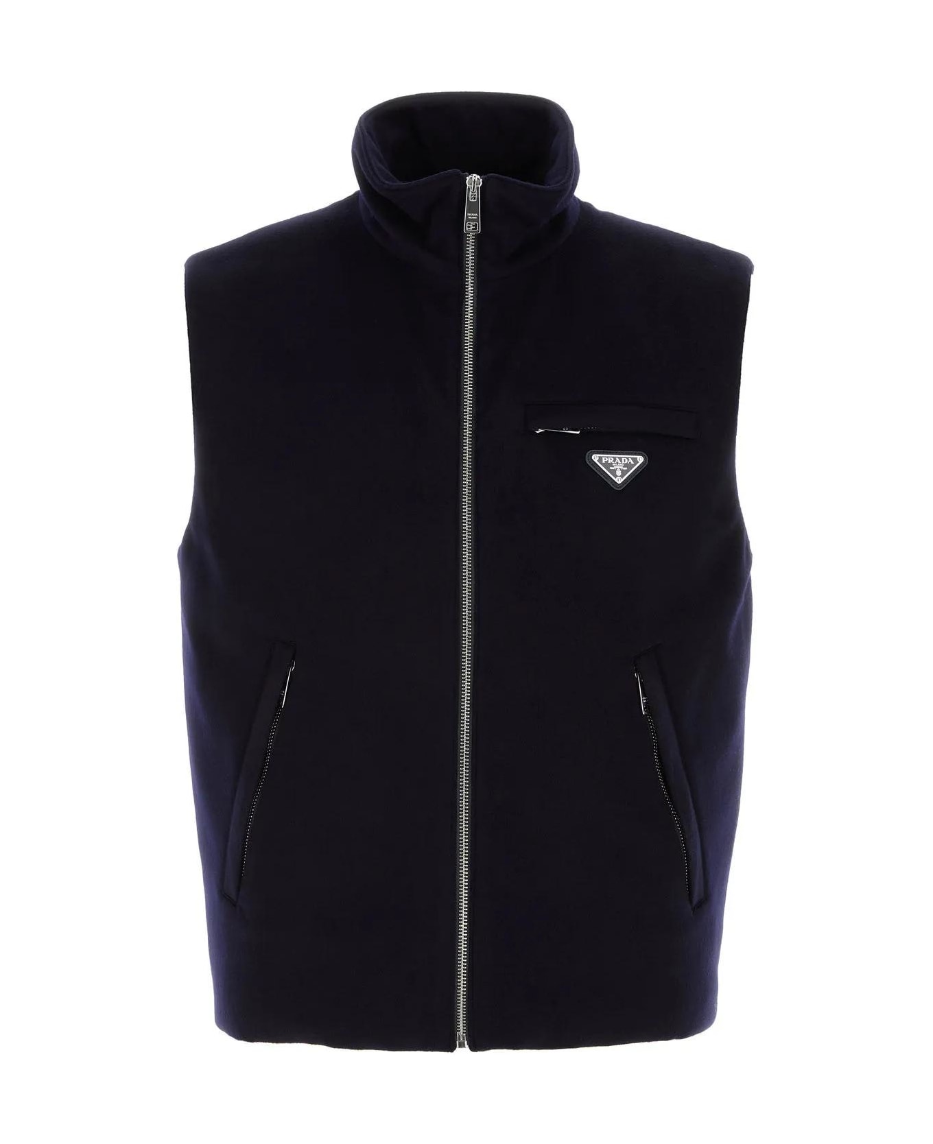 Prada Midnight Blue Cashmere Sleeveless Down Jacket - Blue