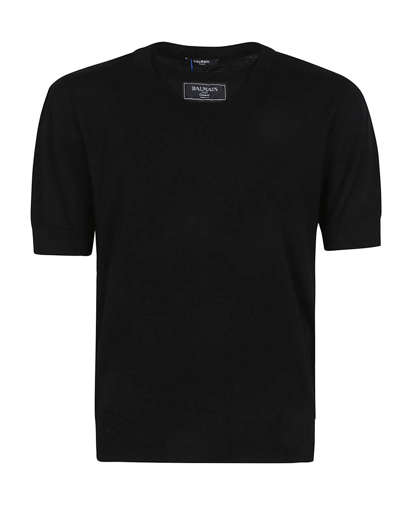 Balmain Couture Label Db Col Knit T-shirt - Pa Noir