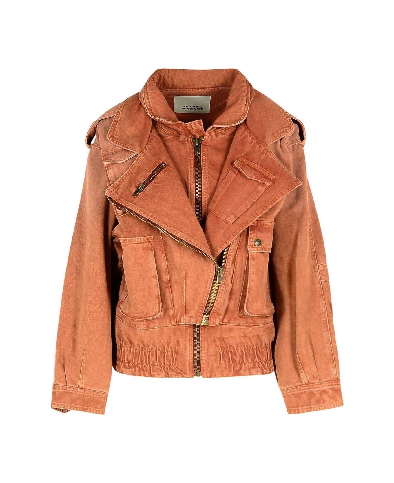 【関税&送料込】Isabel Marant Beige Denim Aneli Jacket Isabel Marant Aneli Zipped Denim Jacket | italist