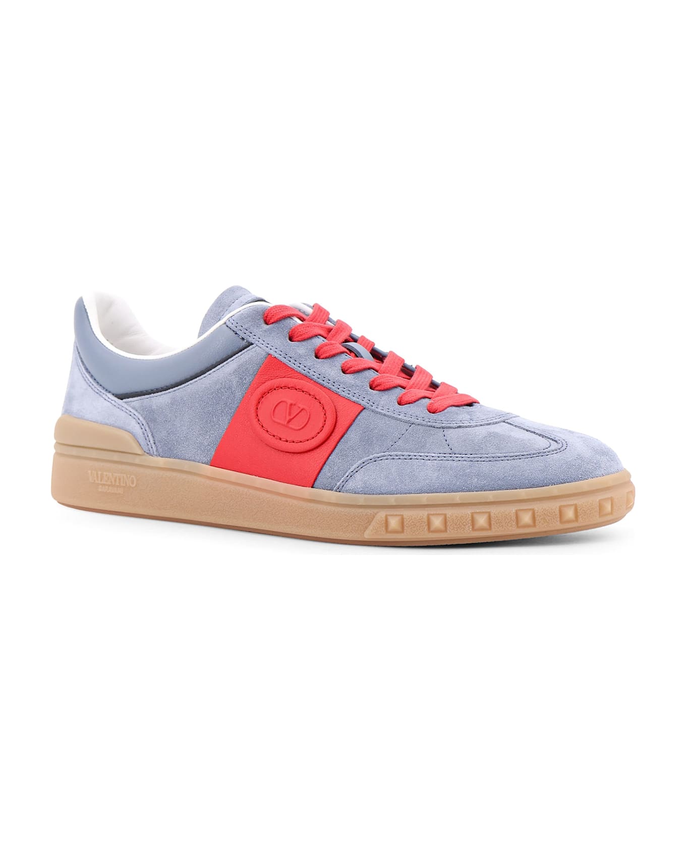 Valentino Garavani Upvillage Low Top Sneaker In Suede And Leather - Blue