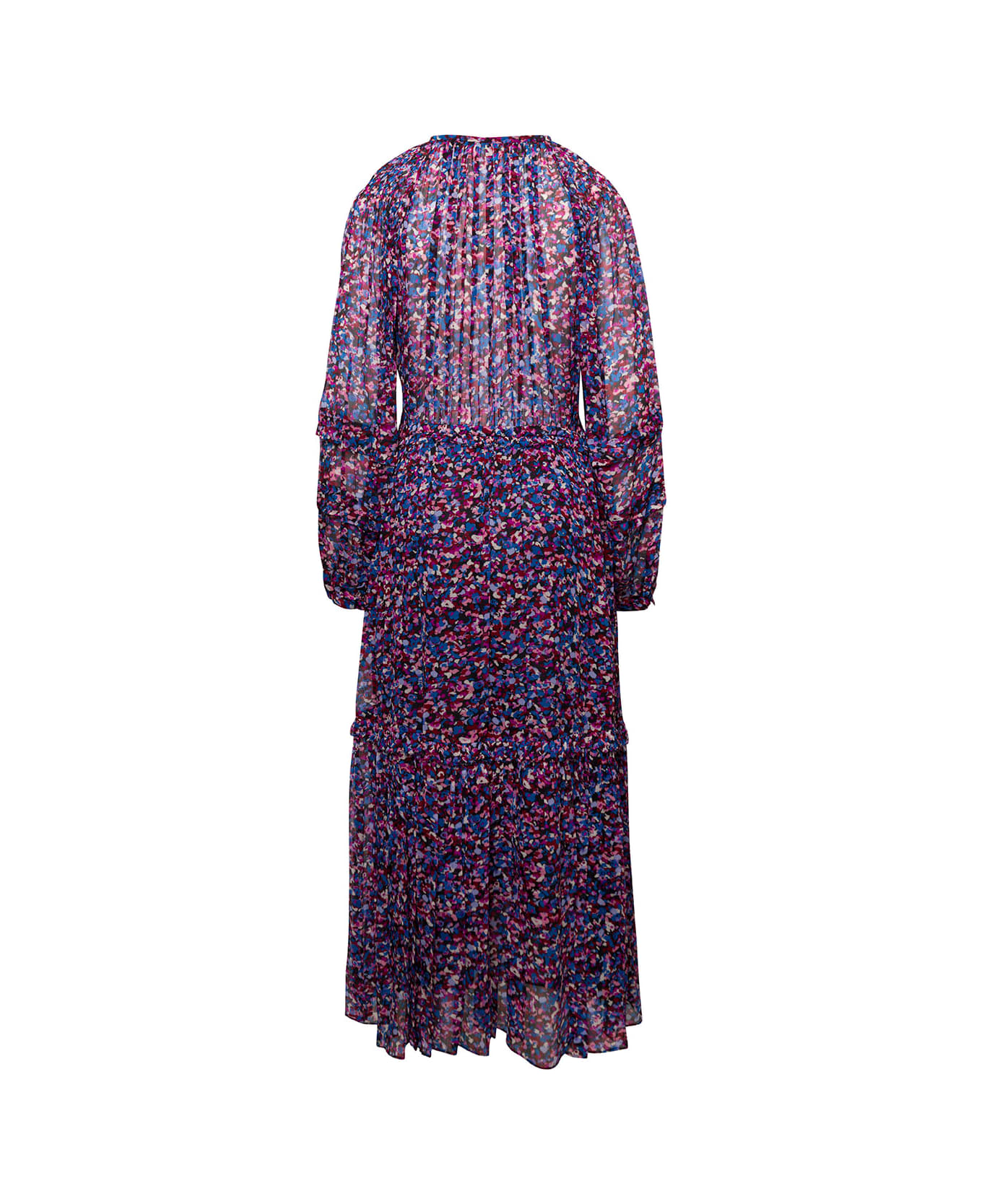 Marant Étoile Multicolored Maxi Tie-neck Dress With Graphic Print All-over In Viscose Woman - Multicolor ワンピース＆ドレス