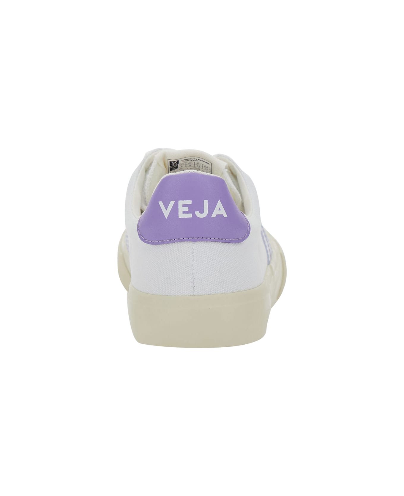 Veja 'campo' White Low Top Sneakers With Violet Logo In Cotton Woman - White