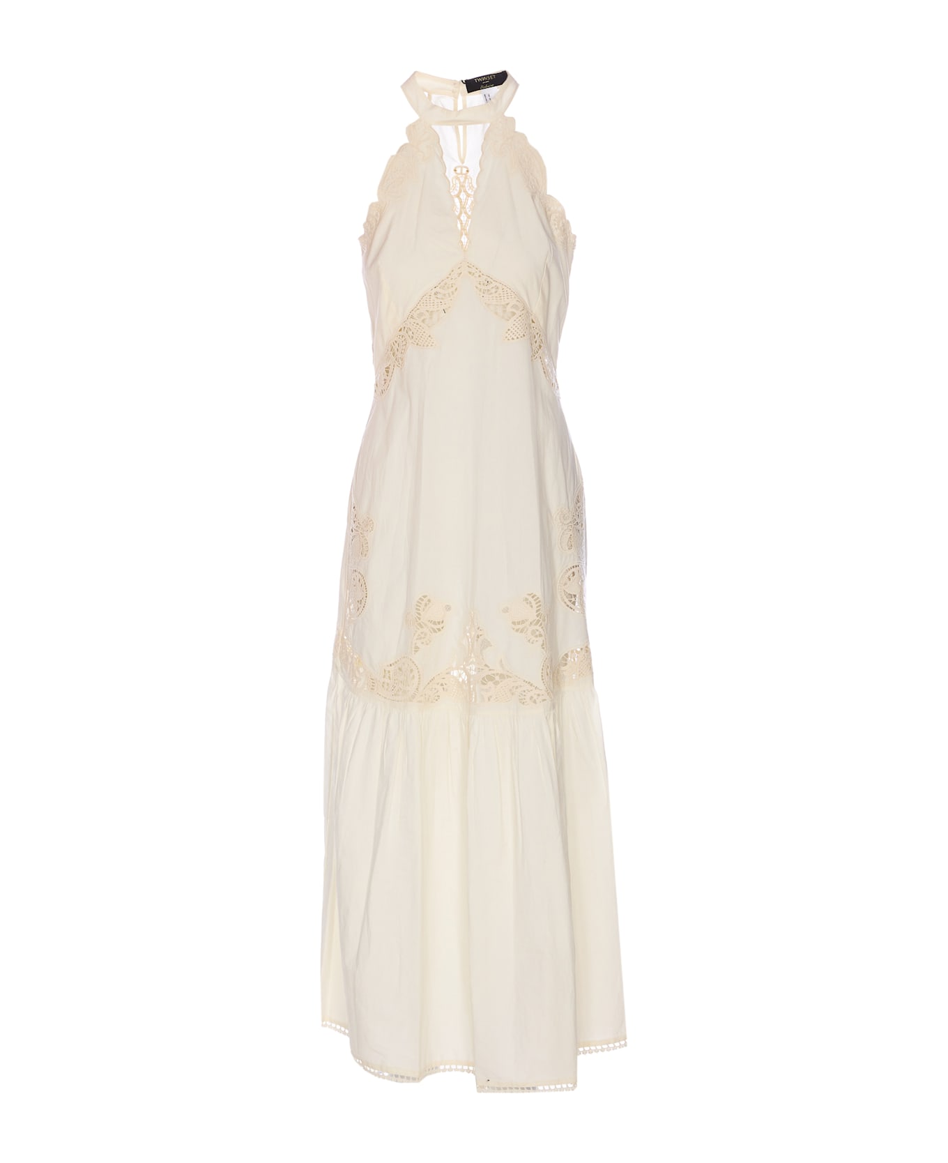 TwinSet Long Dress With Embroidery - White