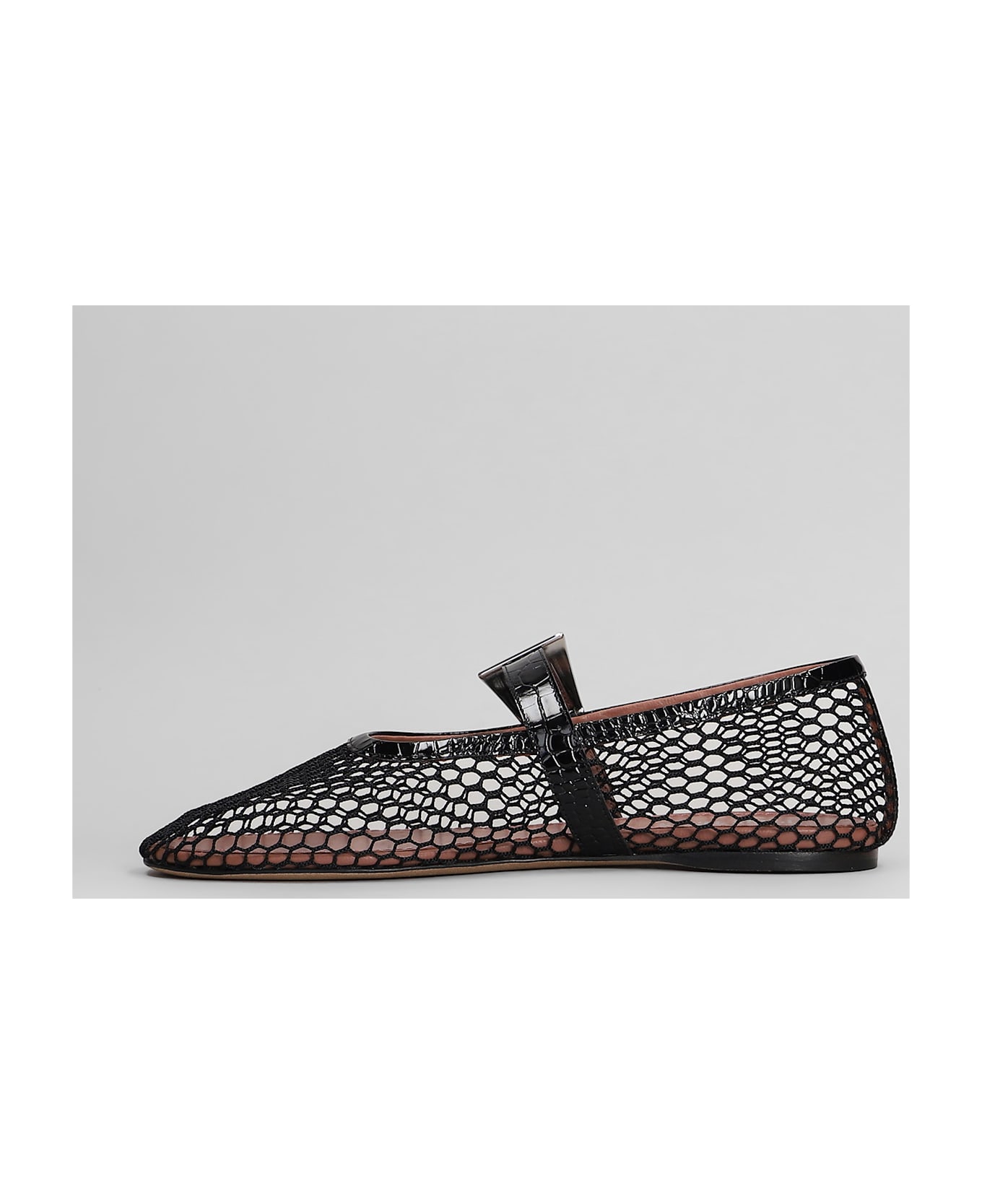 Paris Texas Sveva Buckle Ballet Flats In Black Leather - black
