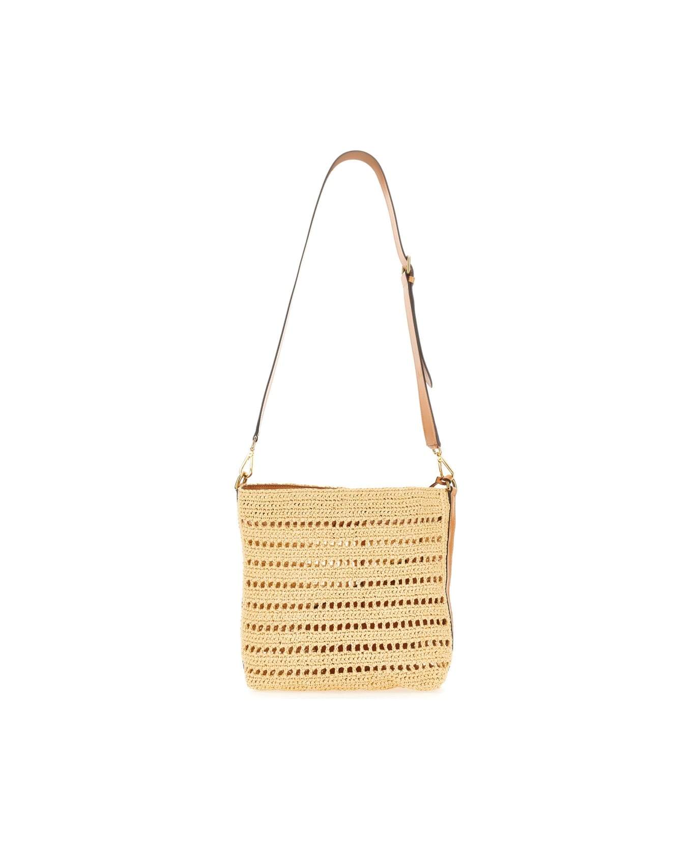 Etro Perforated Raffia Shoulder Bag - BEIGE