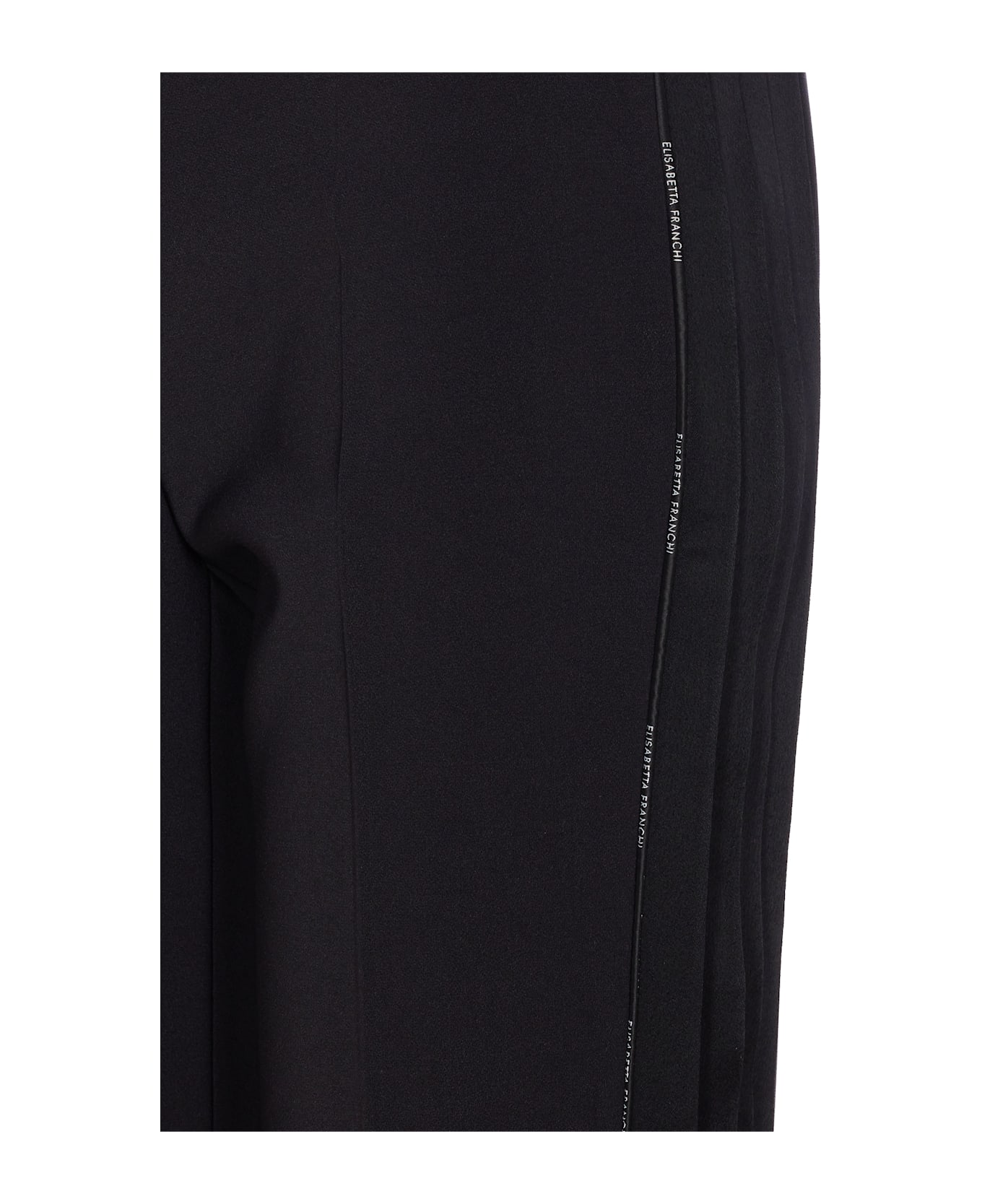 Elisabetta Franchi Light Crepe Trousers With Tuxedo Detail - Black