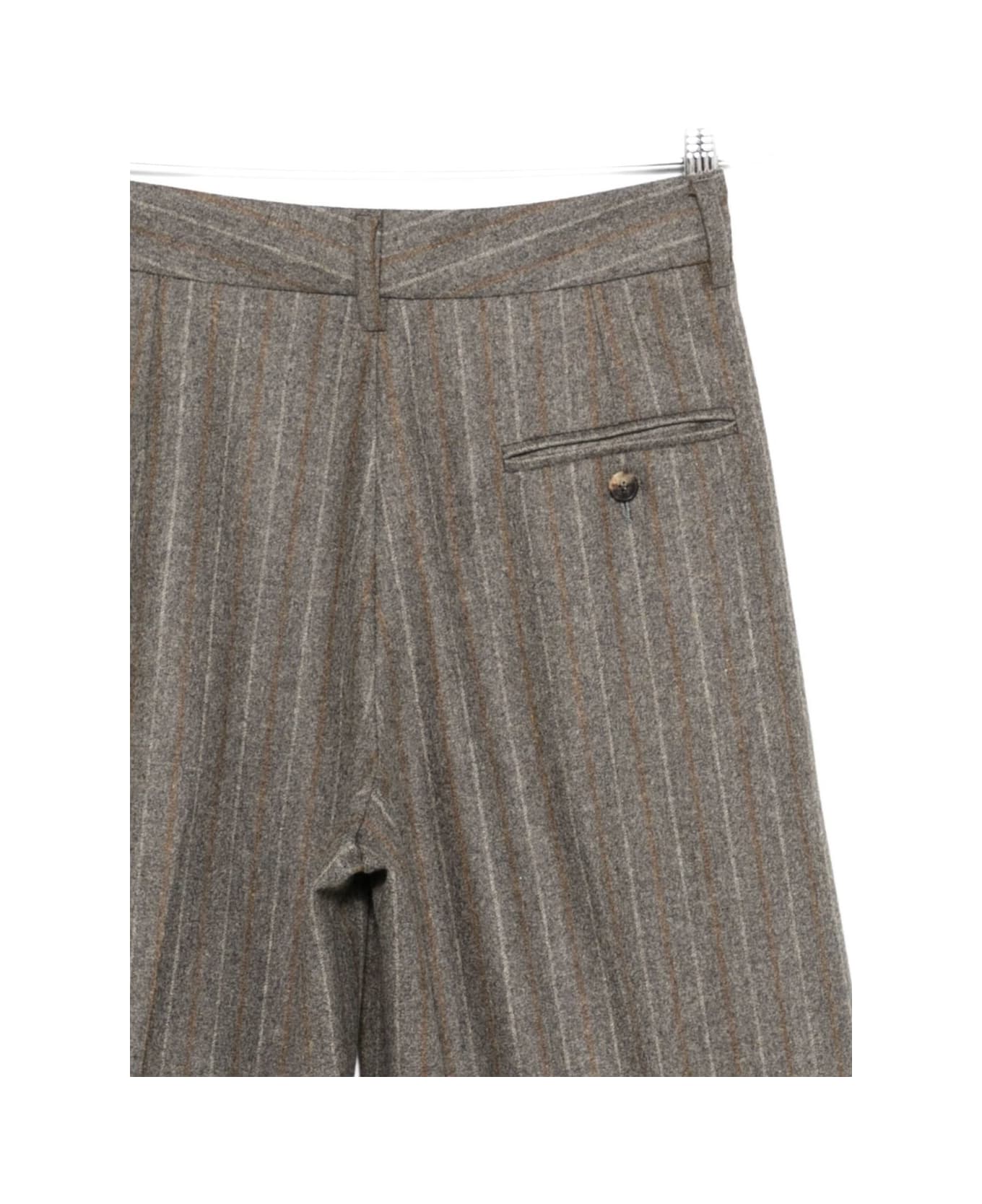 Alberto Biani Wool Flannel Trousers - Brown