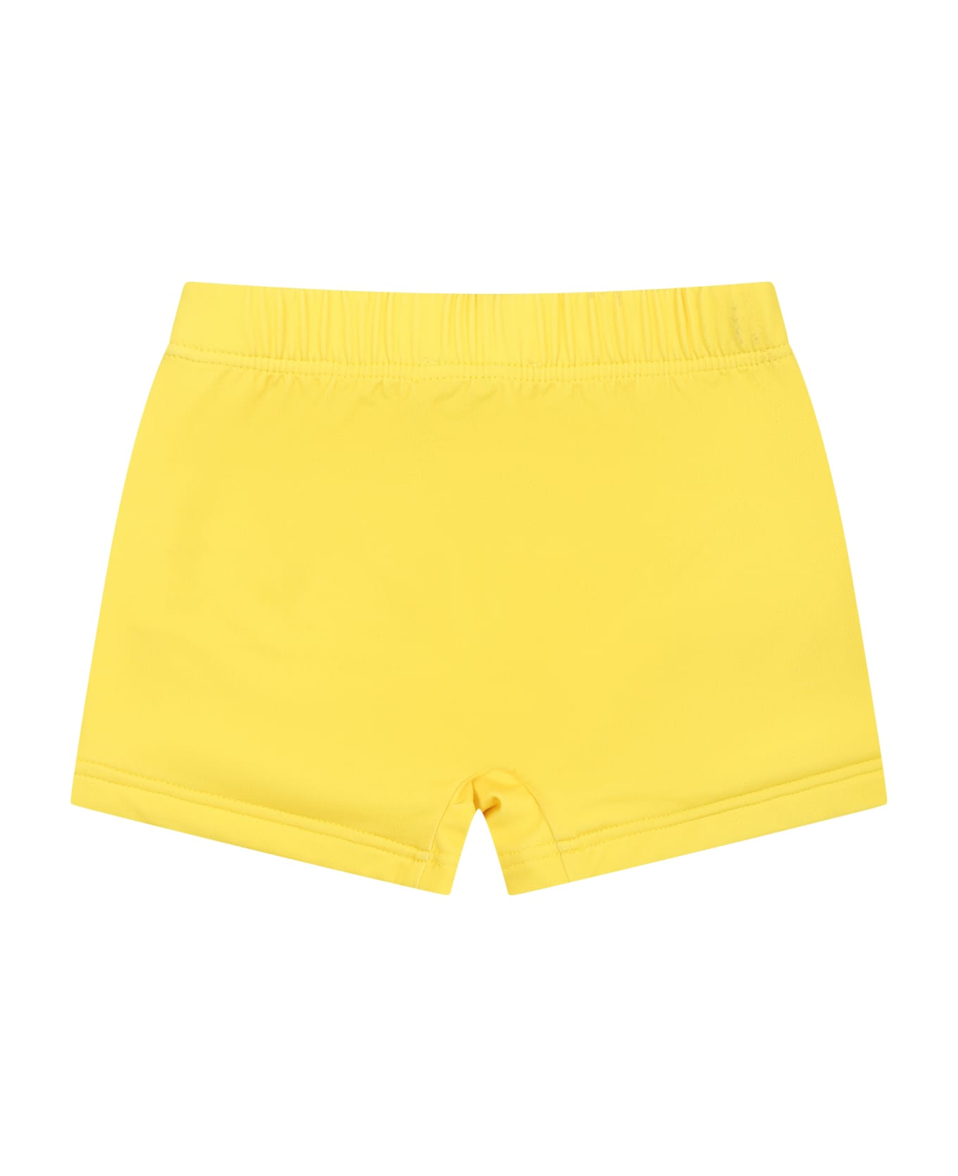 Moschino Yellow Swimsuit For Baby Boy With Teddy Bear And Multicolor Logo - Giallo 水着
