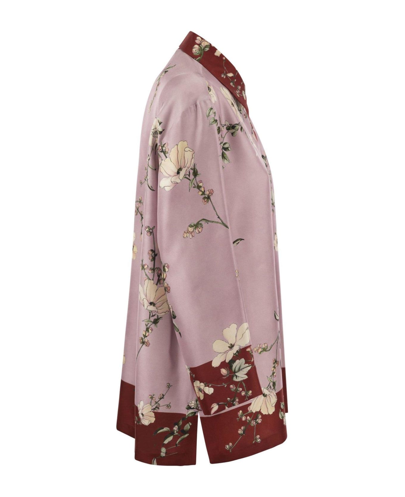 'S Max Mara Floral Printed Long-sleeved Shirt - Rosa/rosso シャツ