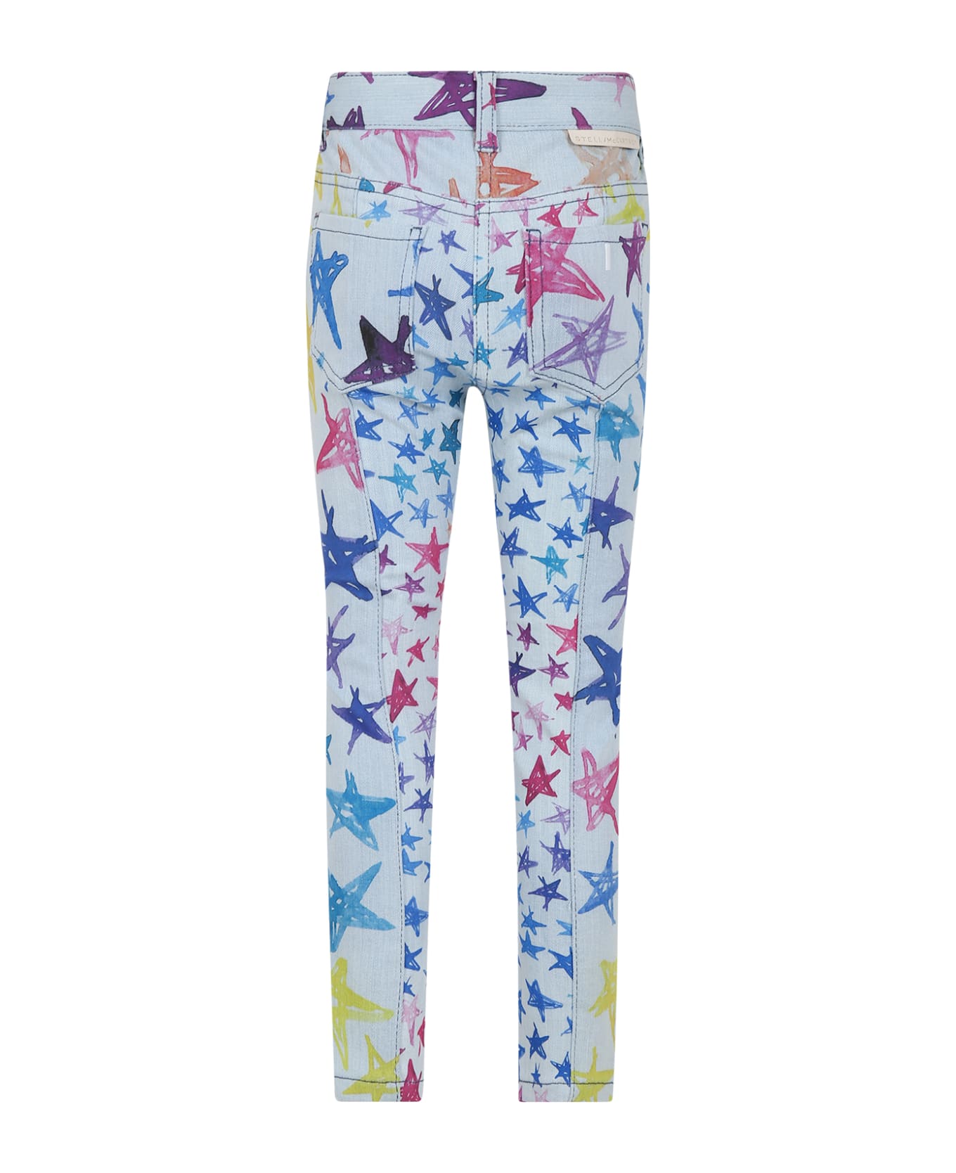 Stella McCartney Kids Light Blue Jeans For Girl With Stars Print - Denim