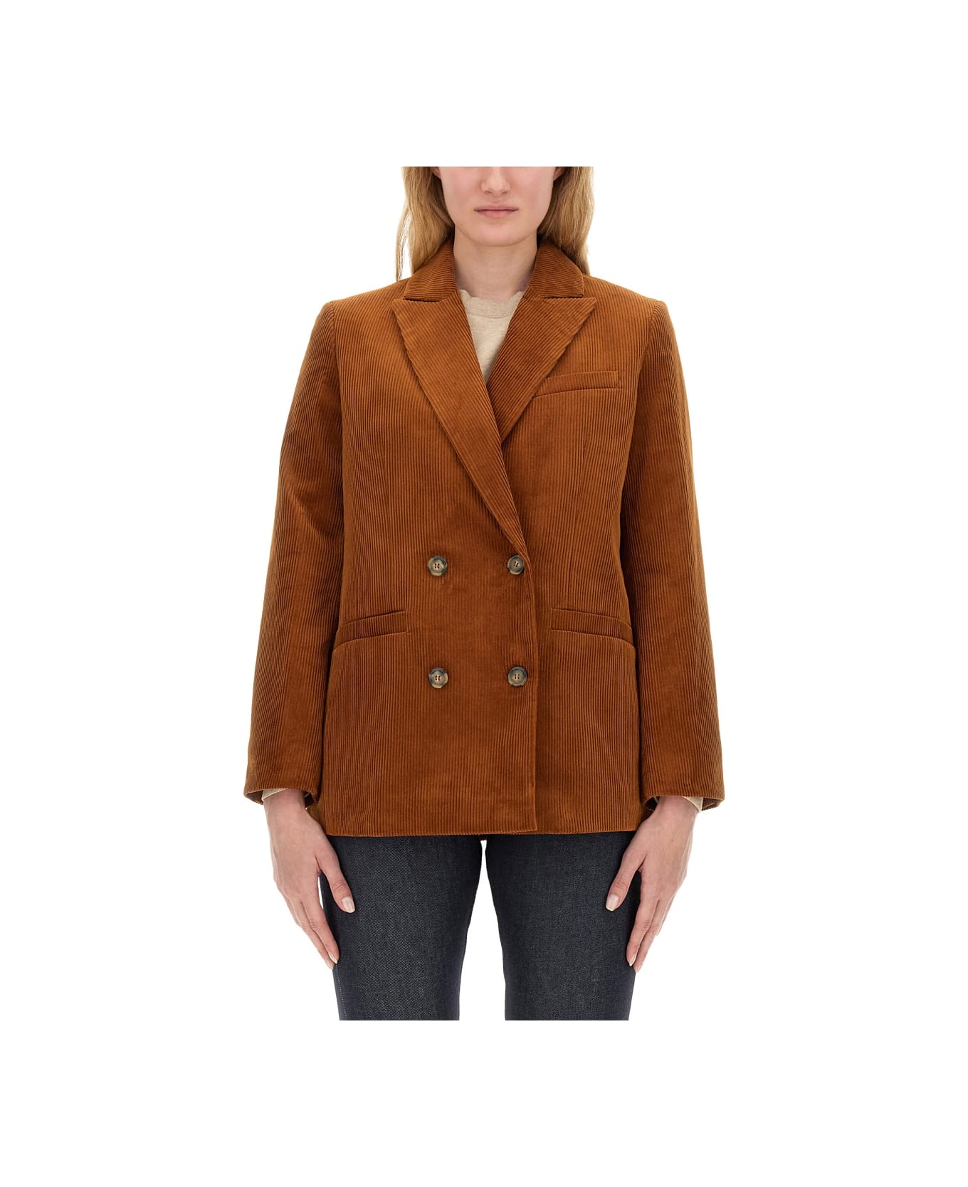 A.P.C. Double-breasted Jacket - BEIGE