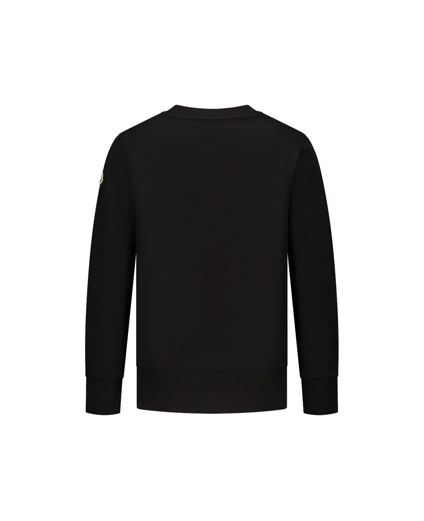 Moncler Black Sweatshirt With Lettering Logo On The Front And Logo Patch On The Sleeve In Cotton Boy - Black