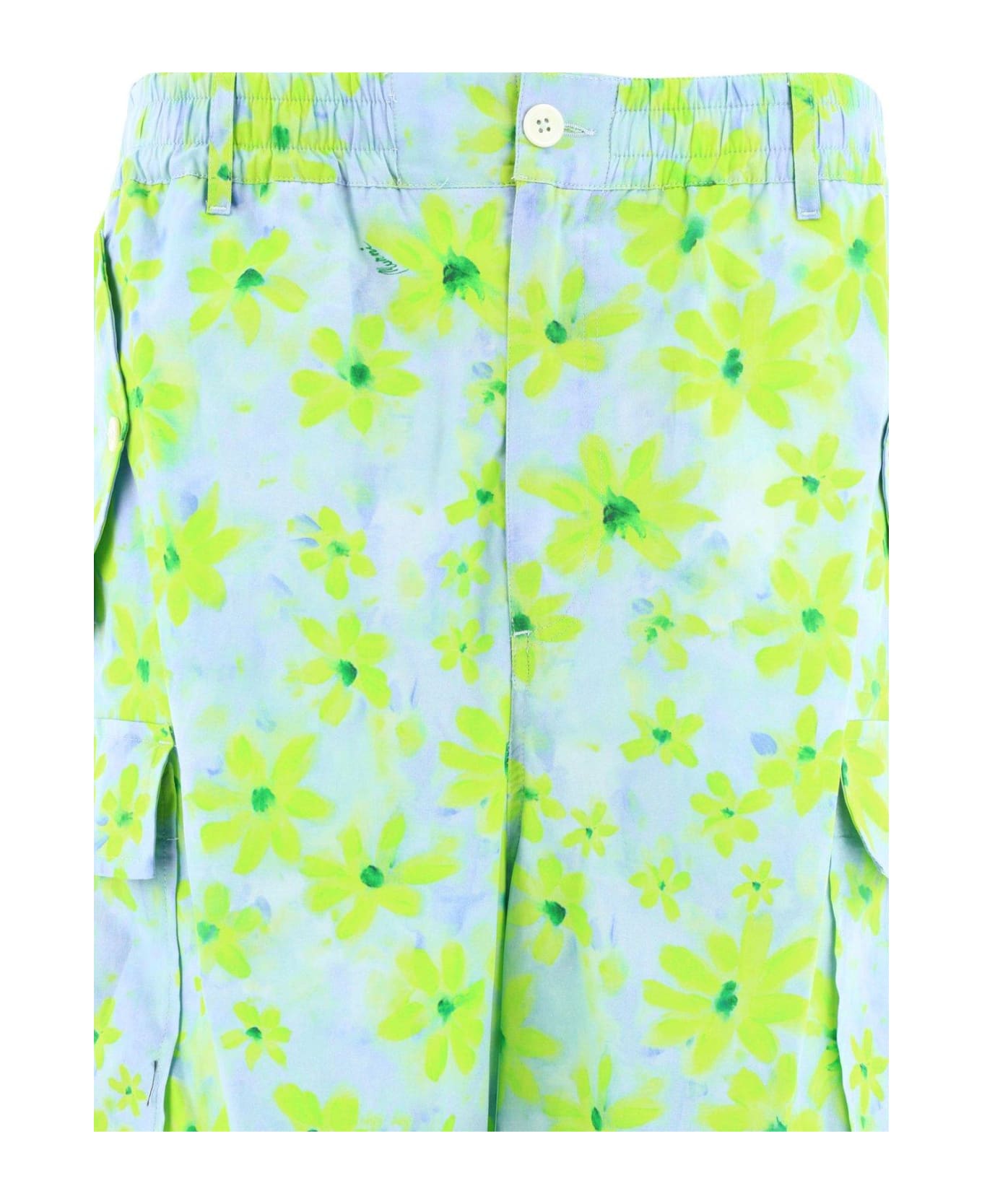 Marni Floral Printed Relaxed Fit Cargo Trousers - Water