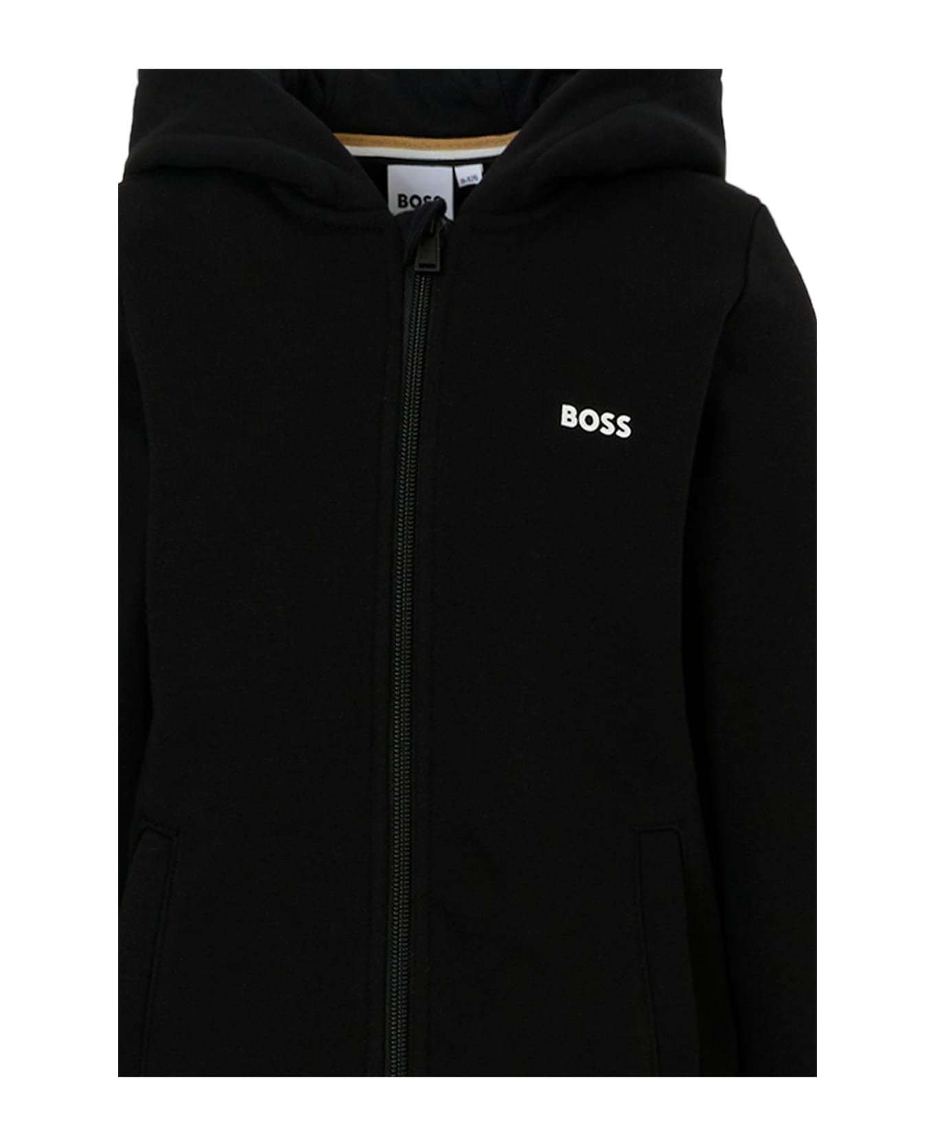 Hugo Boss Black Suit For Boy With White Logo - Black