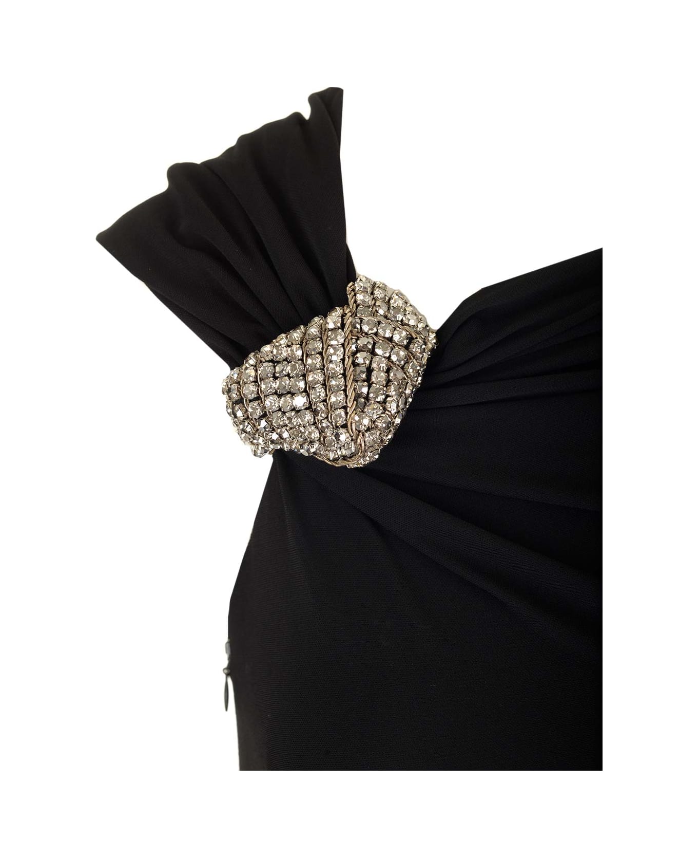 Alexander McQueen Asymmetric Crystal Cocktail Dress - Black