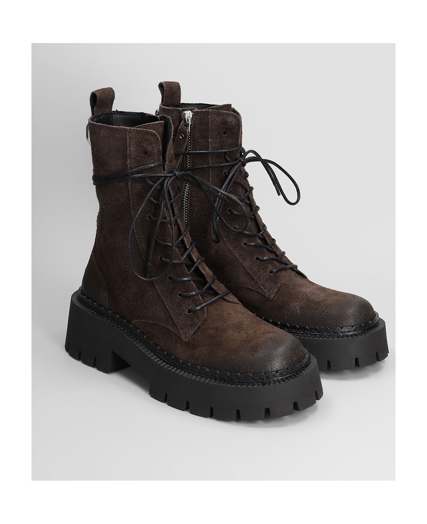 Vic Matié Rust 350 Combat Boots In Brown Suede - brown