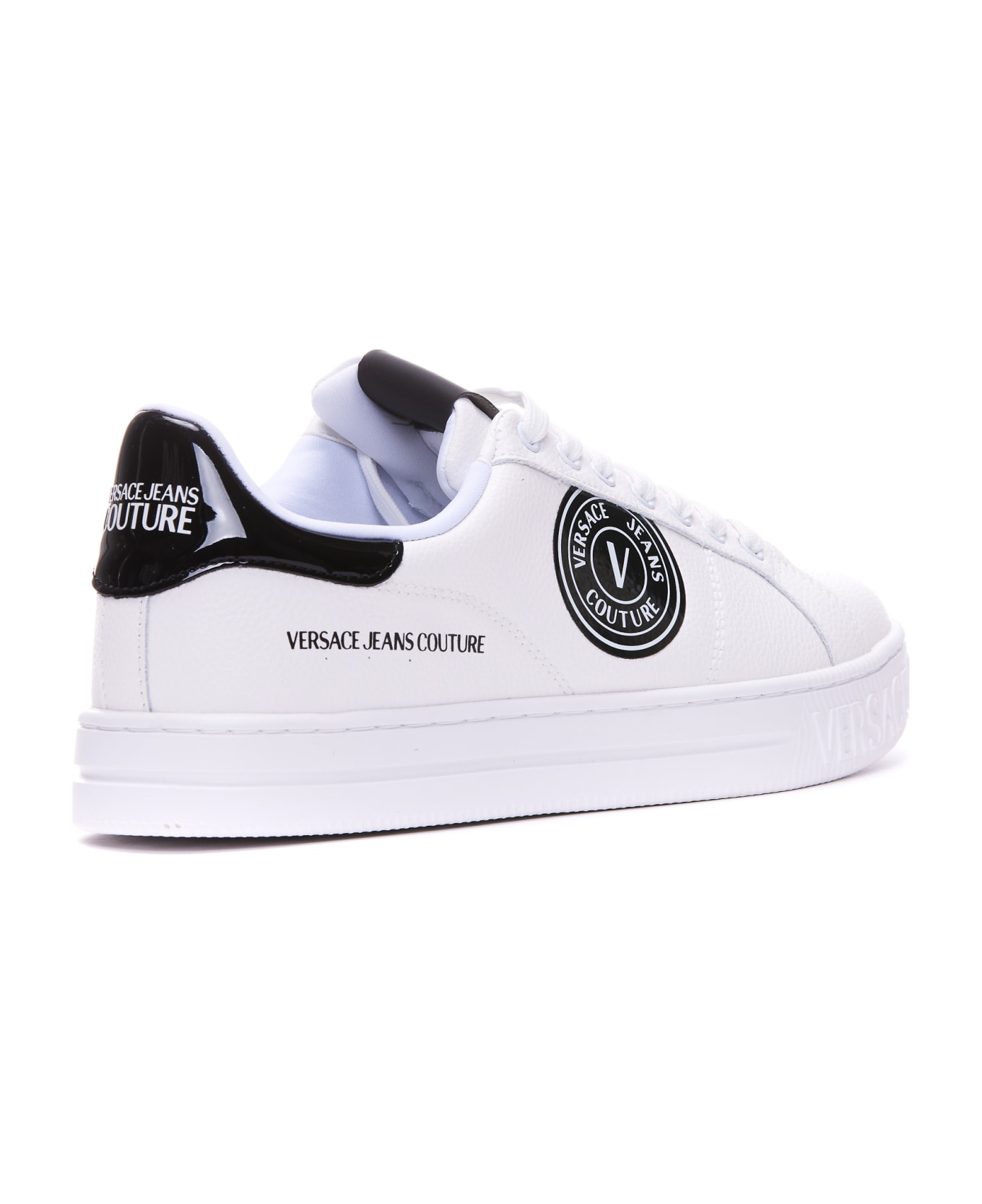 Versace Jeans Couture Sneaker With Logo - WHITE/BLACK