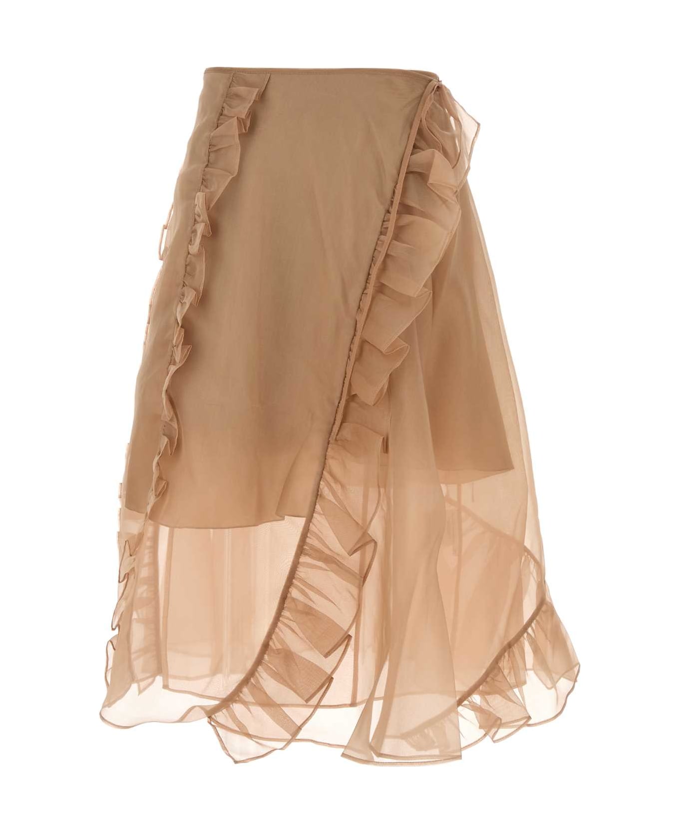 Cecilie Bahnsen Antiqued Pink Organza Skirt - CHESTNUT