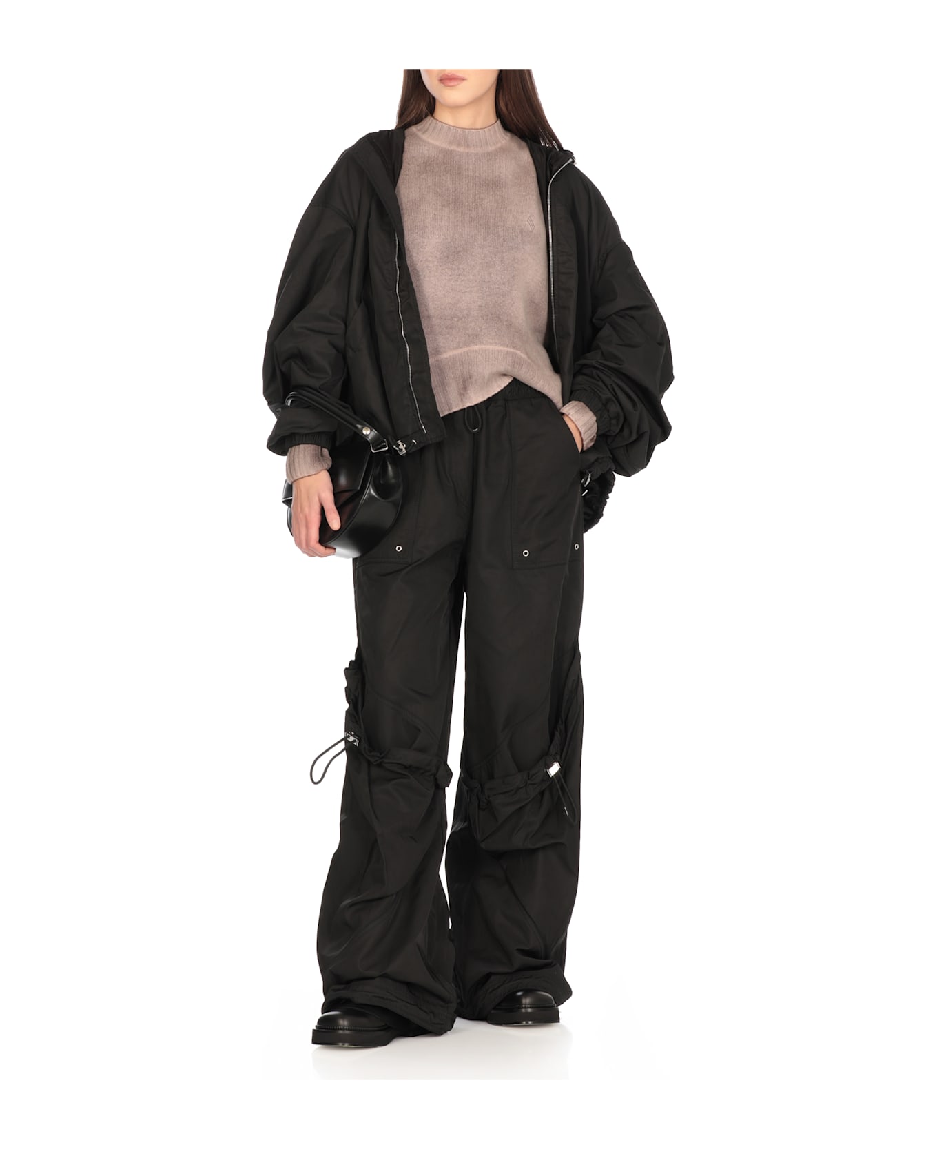 The Attico Flared Cargo Pants - Black