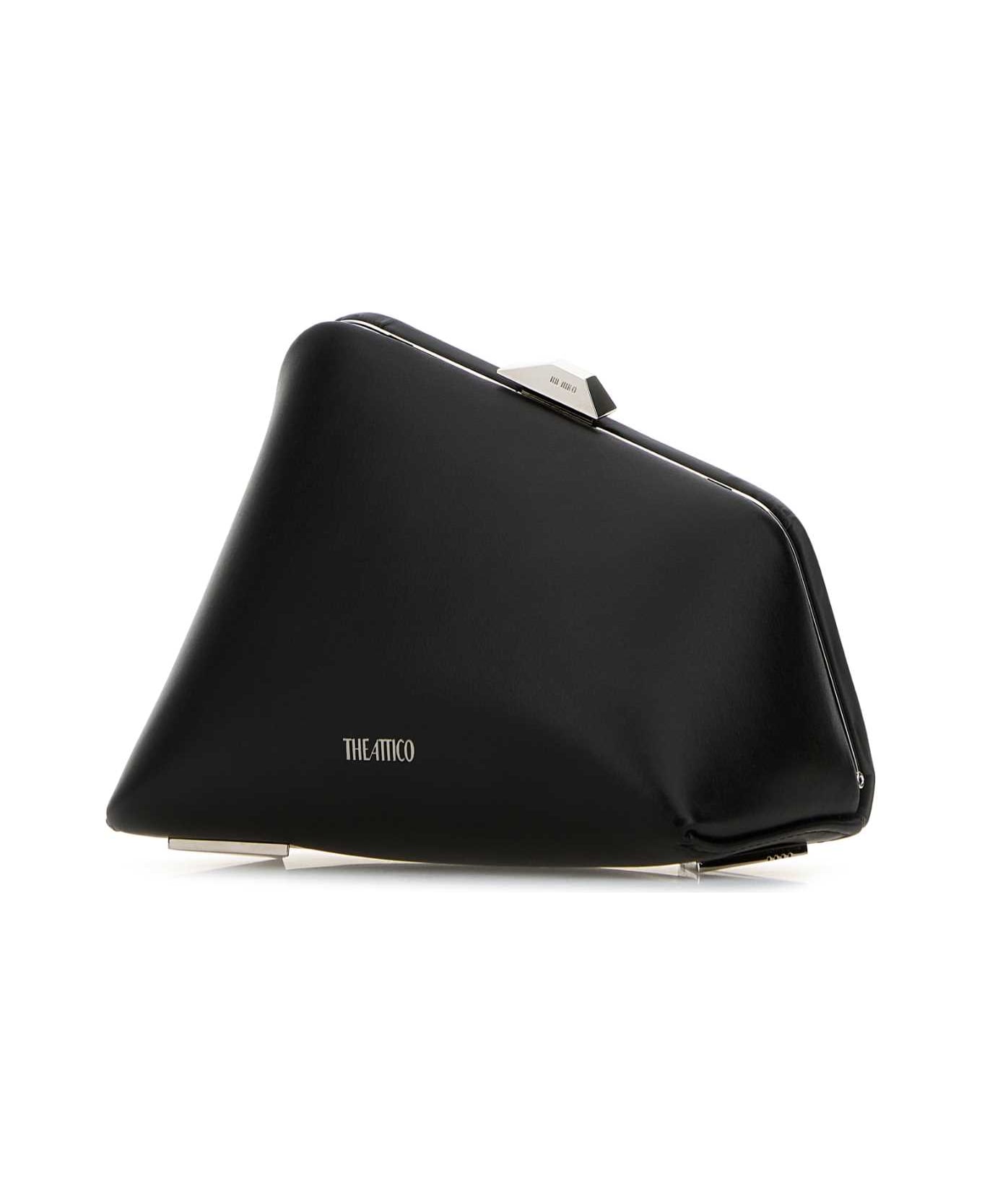The Attico Black Leather Midnight Clutch - Black