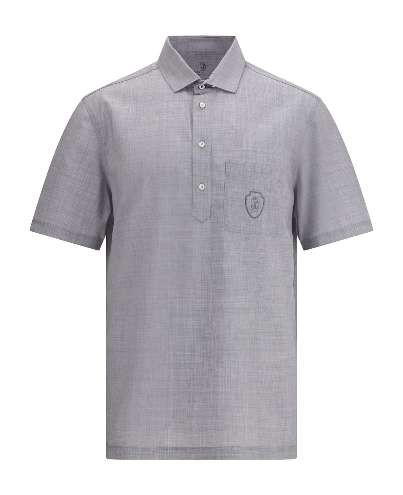 Brunello Cucinelli Virgin Wool Poplin Polo Shirt