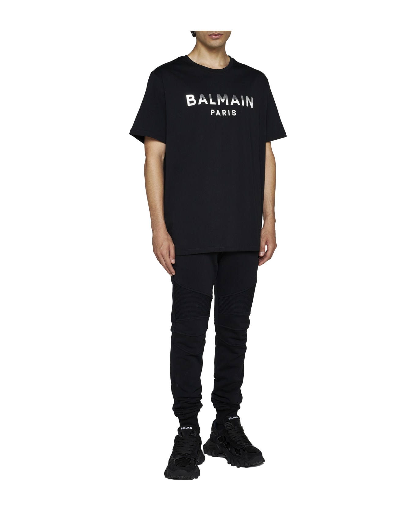Balmain Crew-neck T-shirt - Noir argent creme