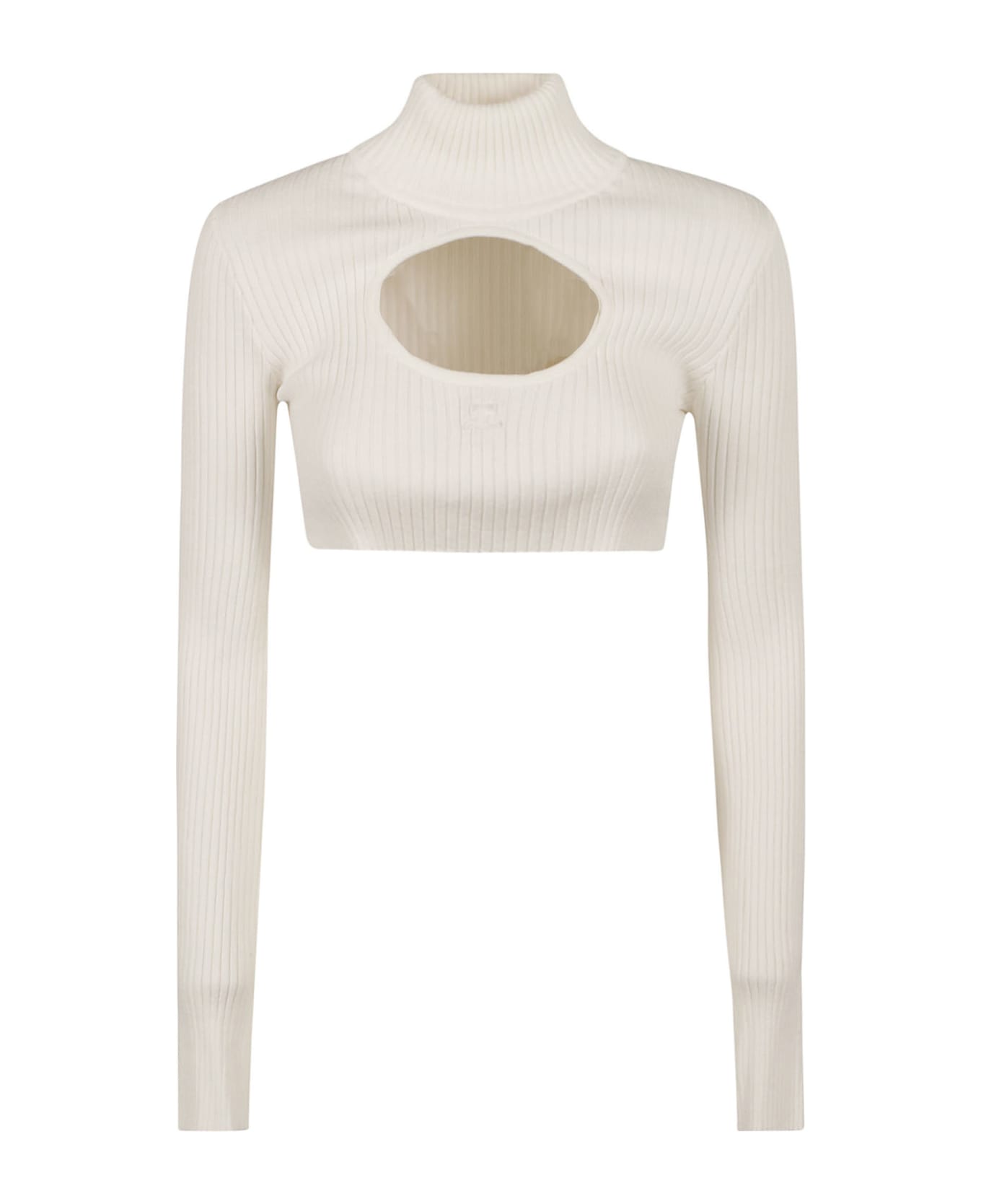 Courrèges Cut-out Detail Turtleneck Cropped Sweater - White