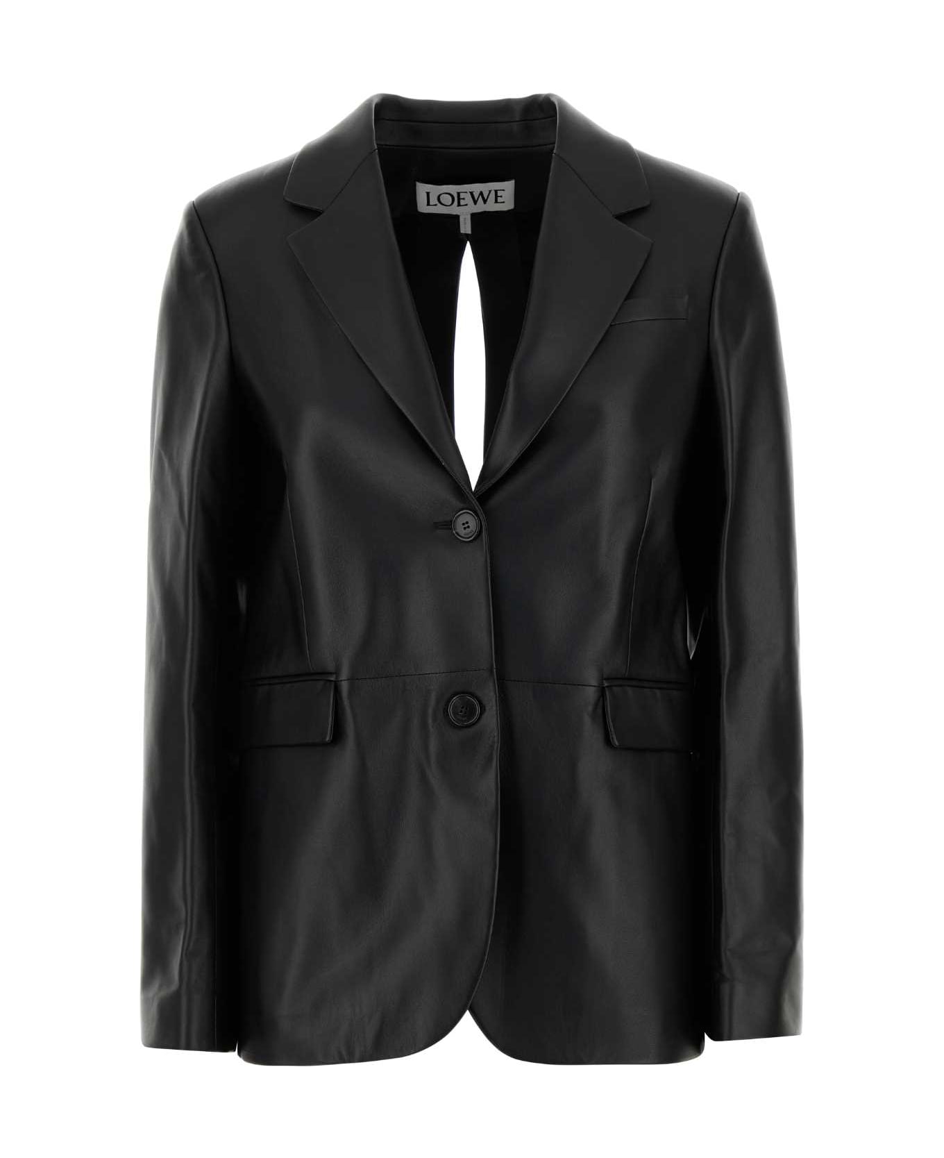 Loewe Black Leather Blazer - BLACK
