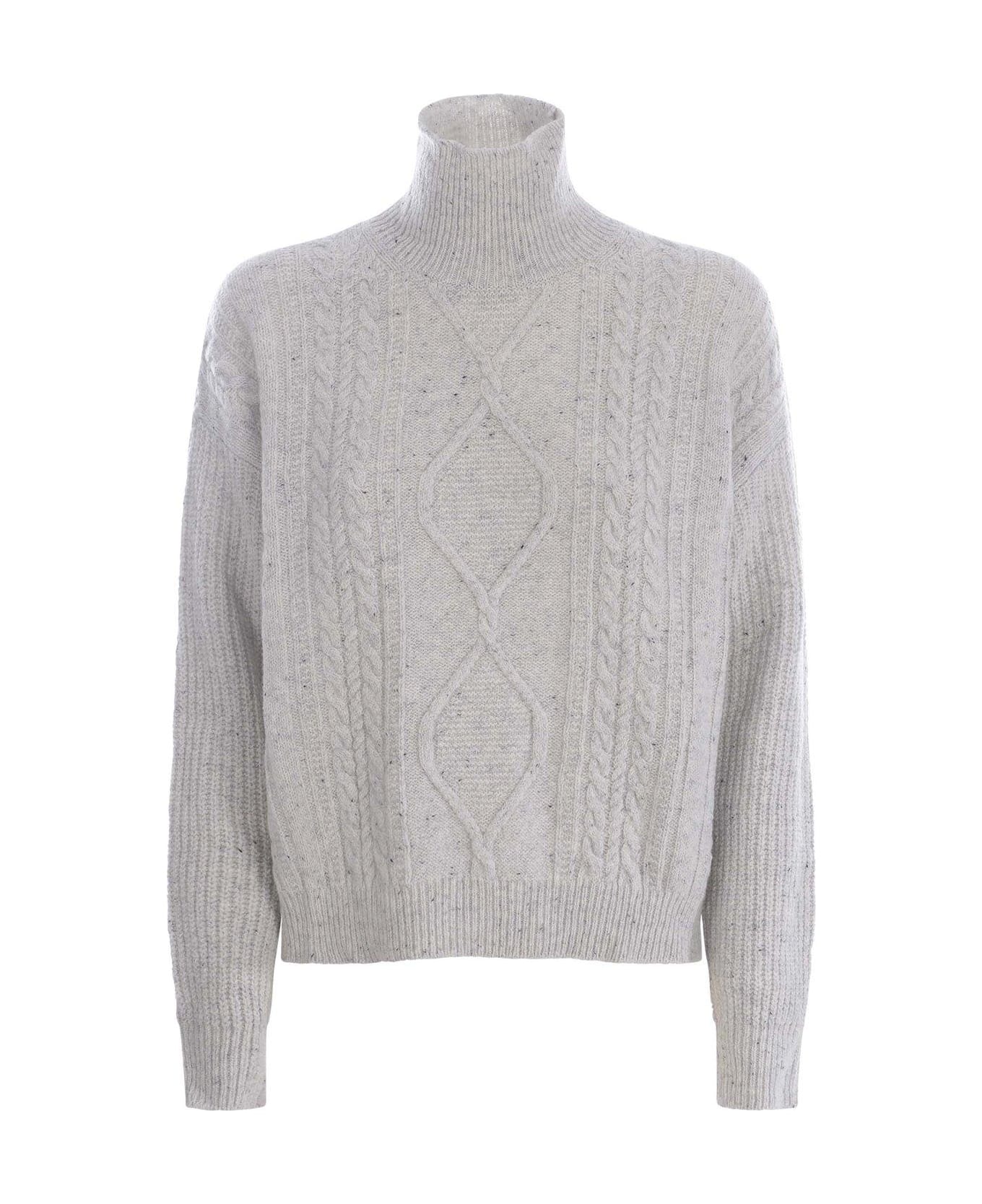 Max Mara Turtleneck Cableknit Sweaters - Grigio
