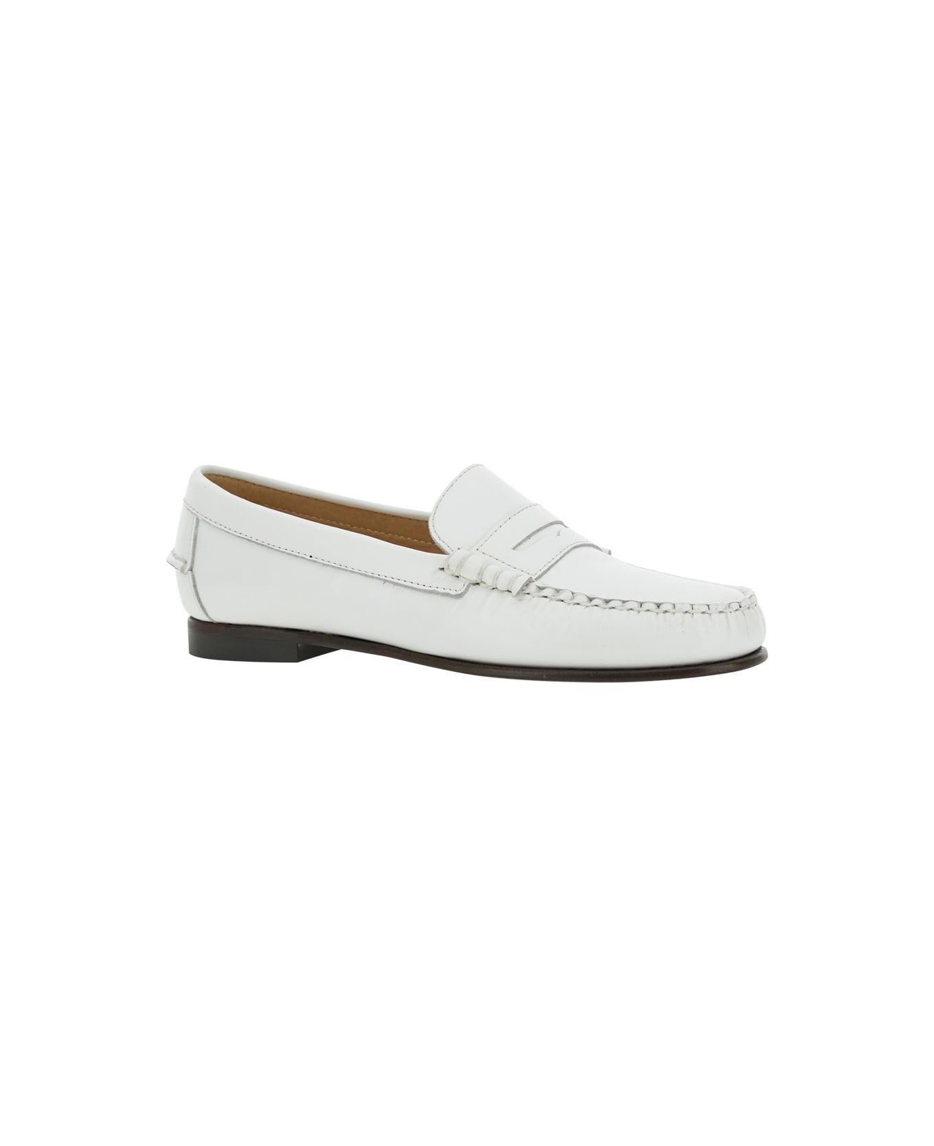 Sebago 'danielle Pop' White Loafers With Bevelled Toe And Low Stacked Heel In Leather Woman - White