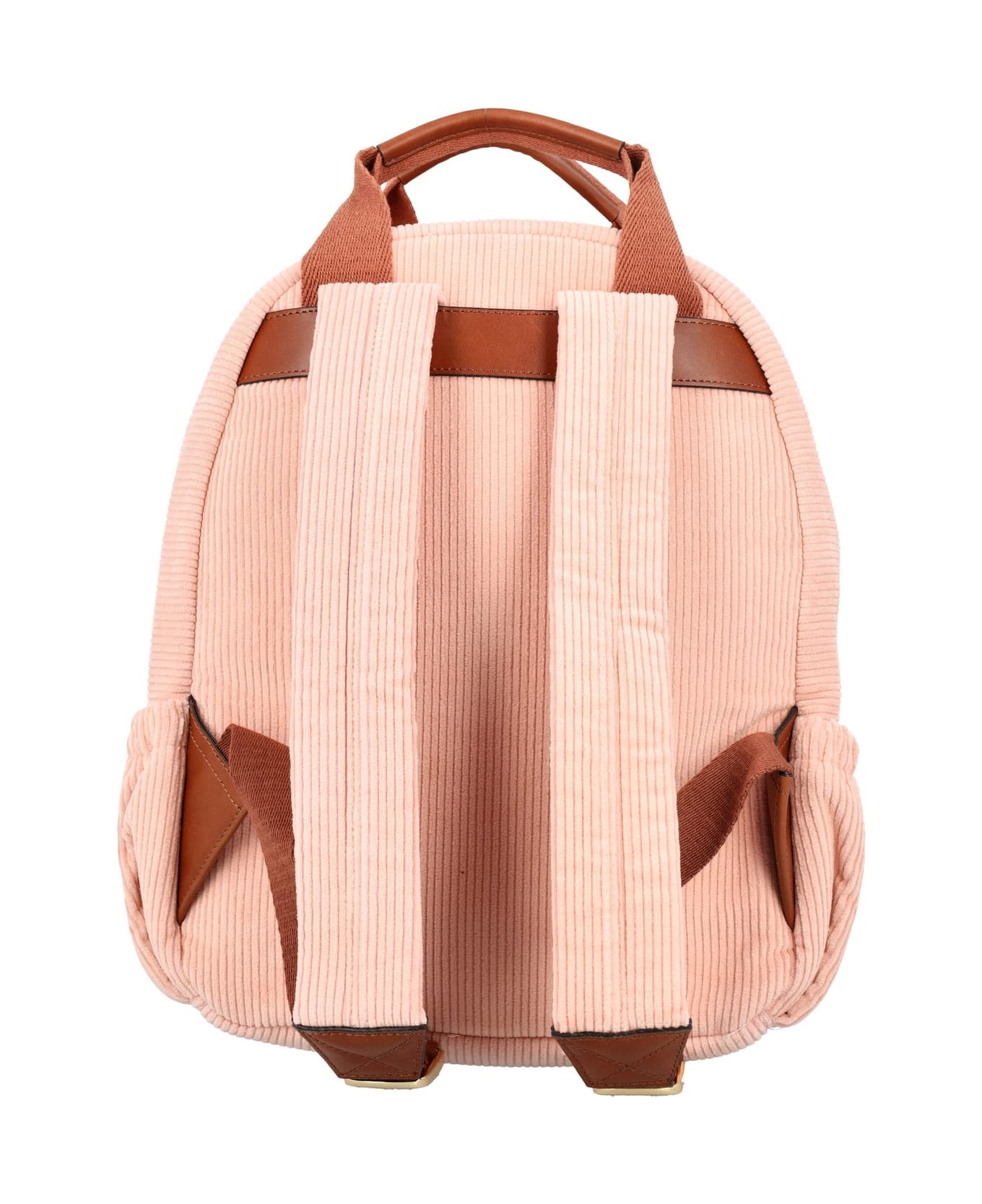 Chloé Logo Embroidered Corduroy Backpack - Rosa