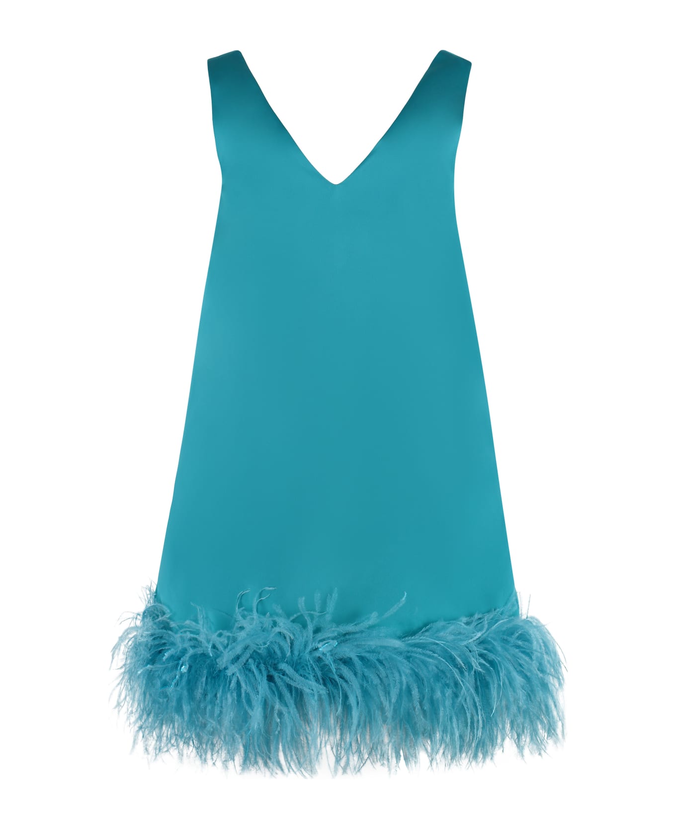 Parosh Feather Dress - turquoise